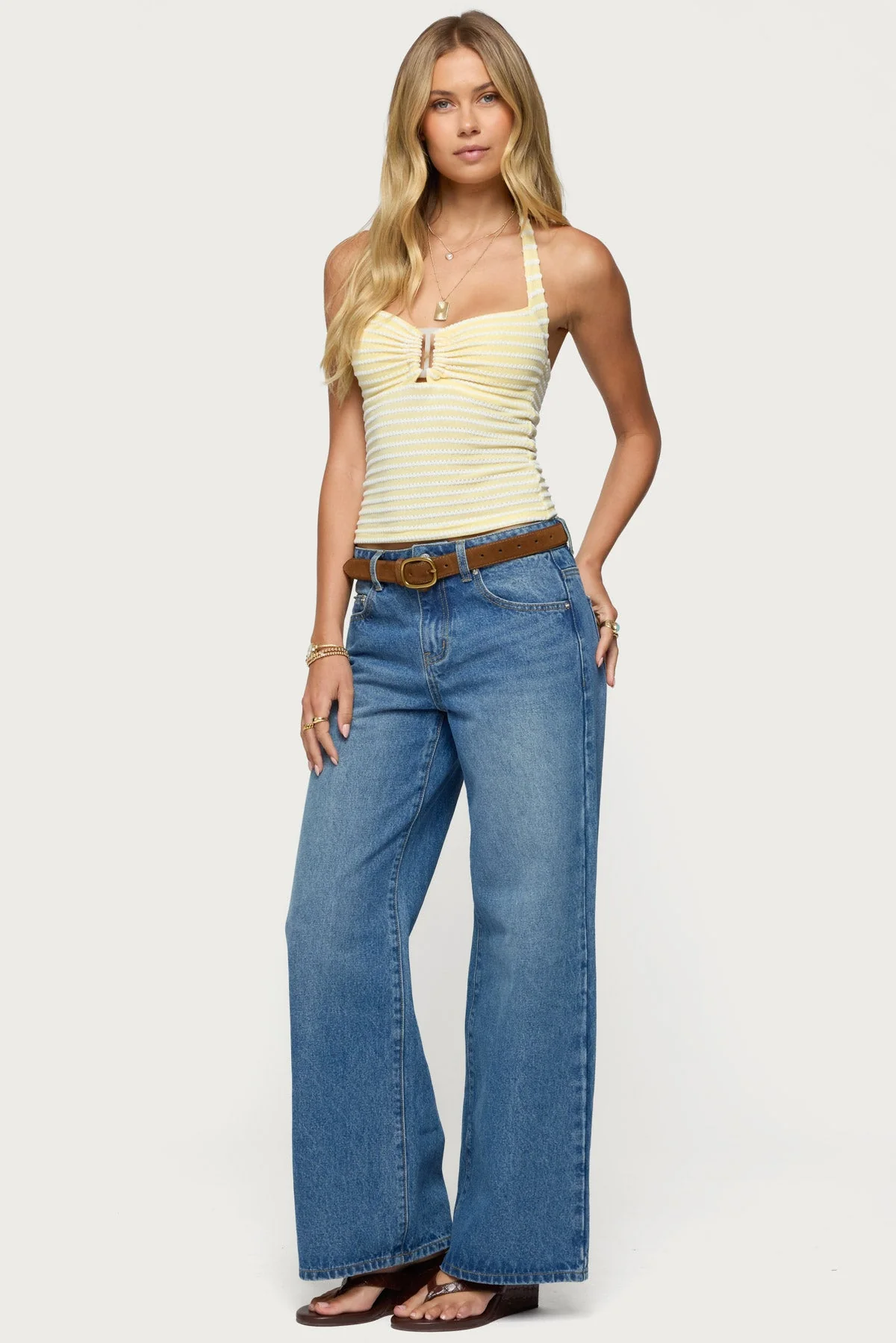 Lovina Textured Striped Halter Top - Image 5