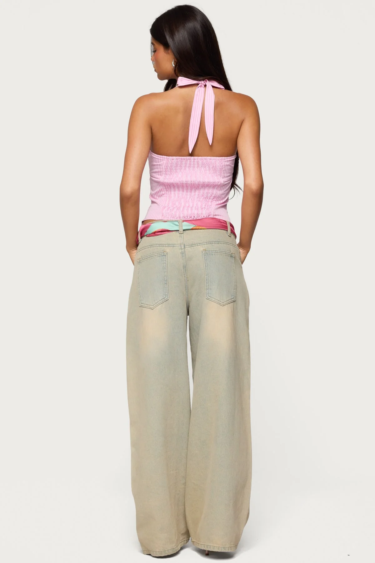 Caitie Striped Buckle Halter Top - Image 5