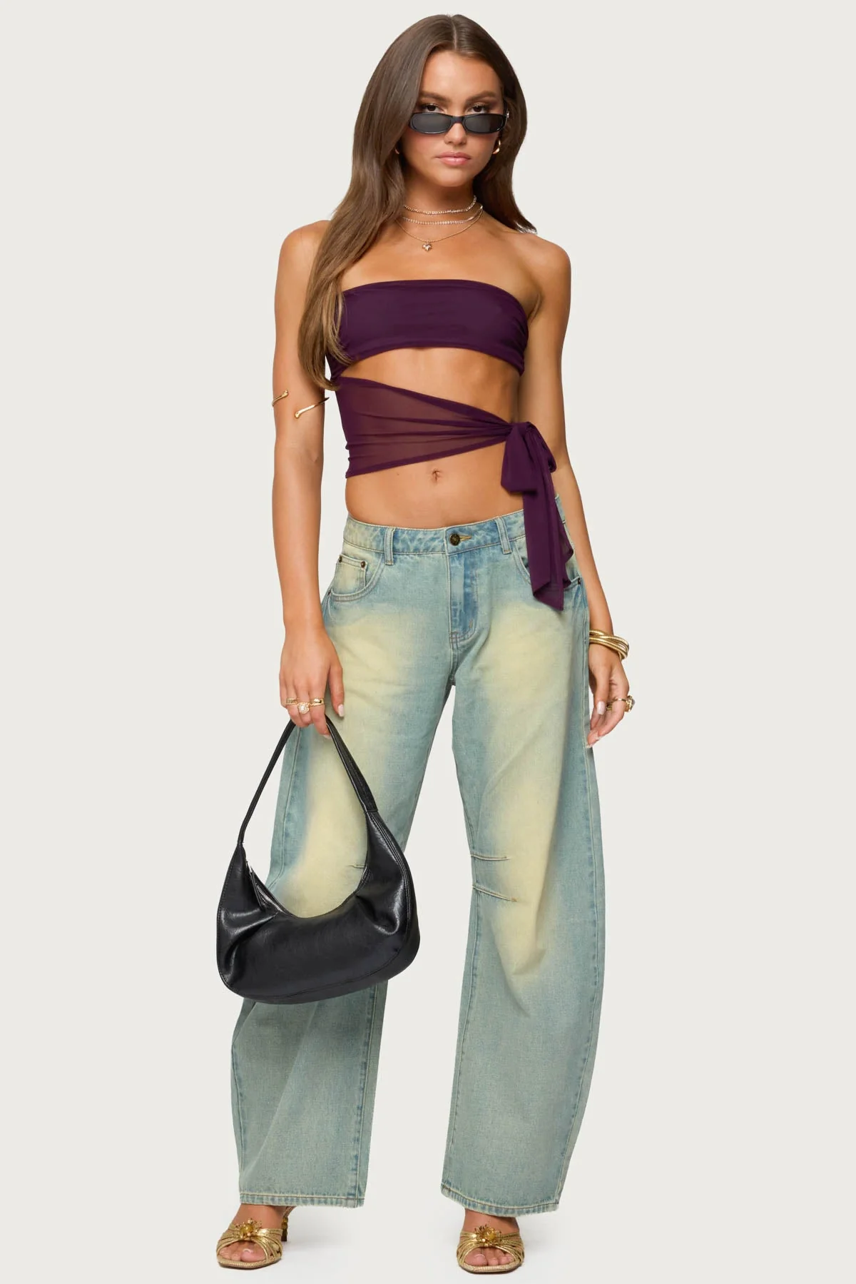 Amaro Strapless Side Tie Cut Out Top - Image 2