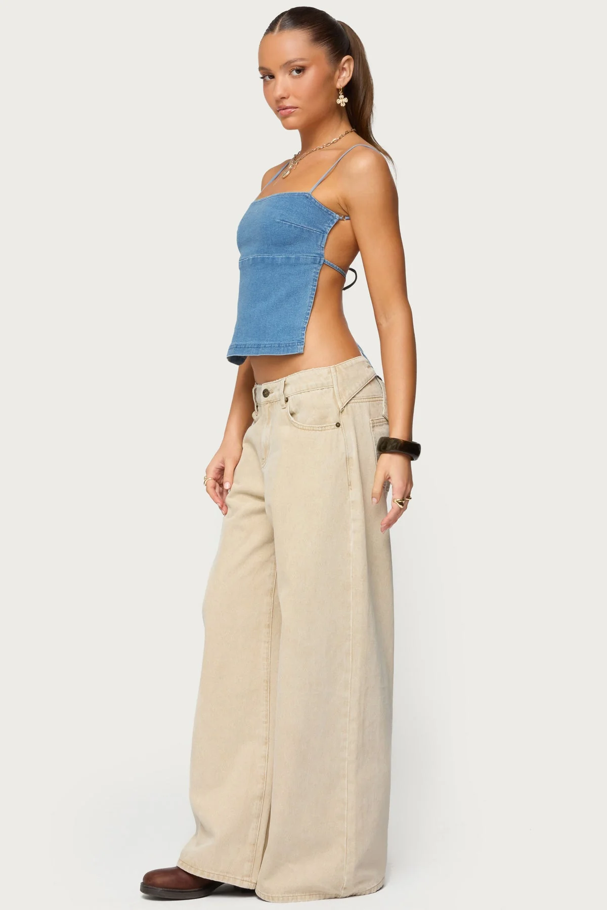 Conley Backless Denim Top - Image 4