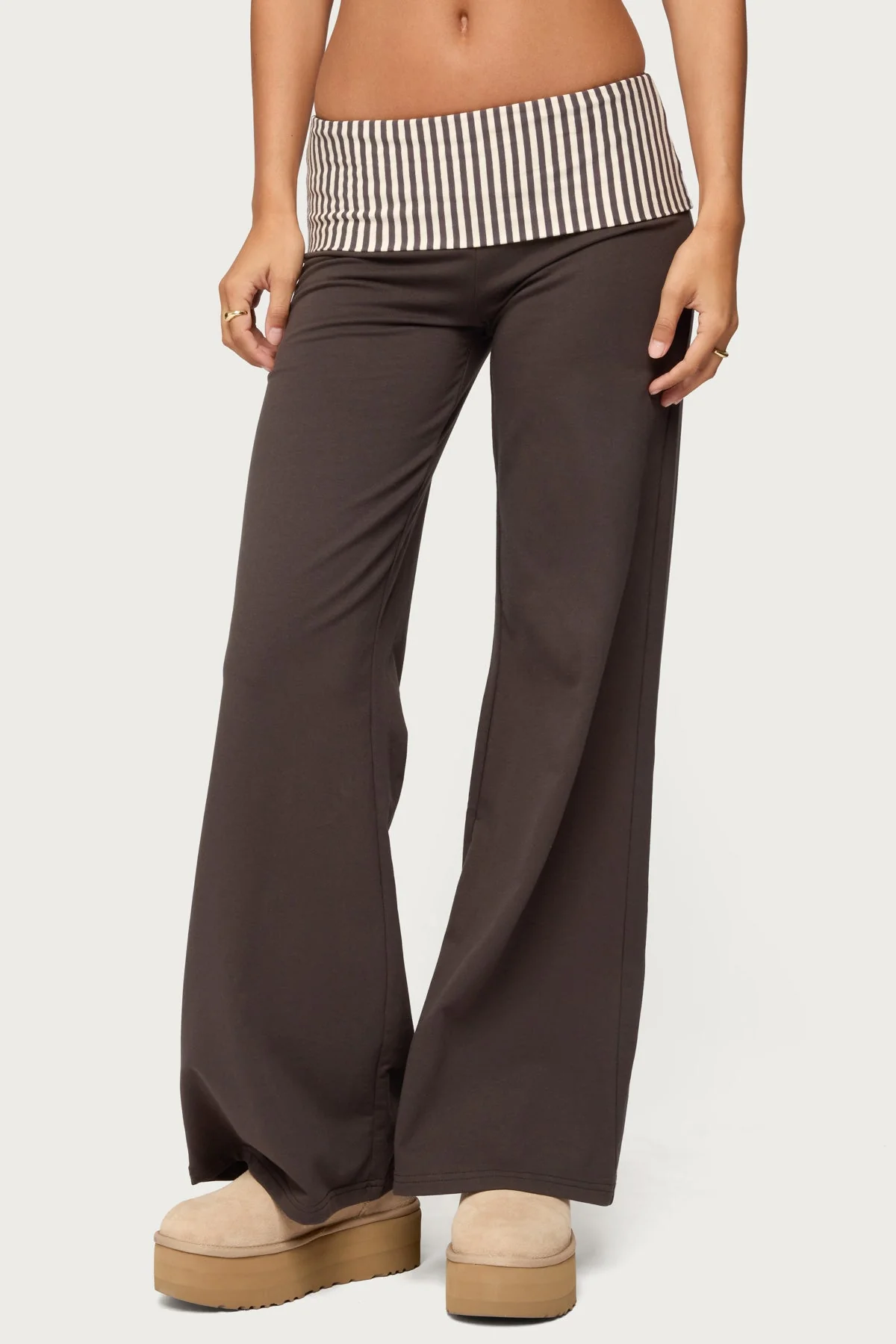 Meshey Striped Foldover Trousers - Image 2