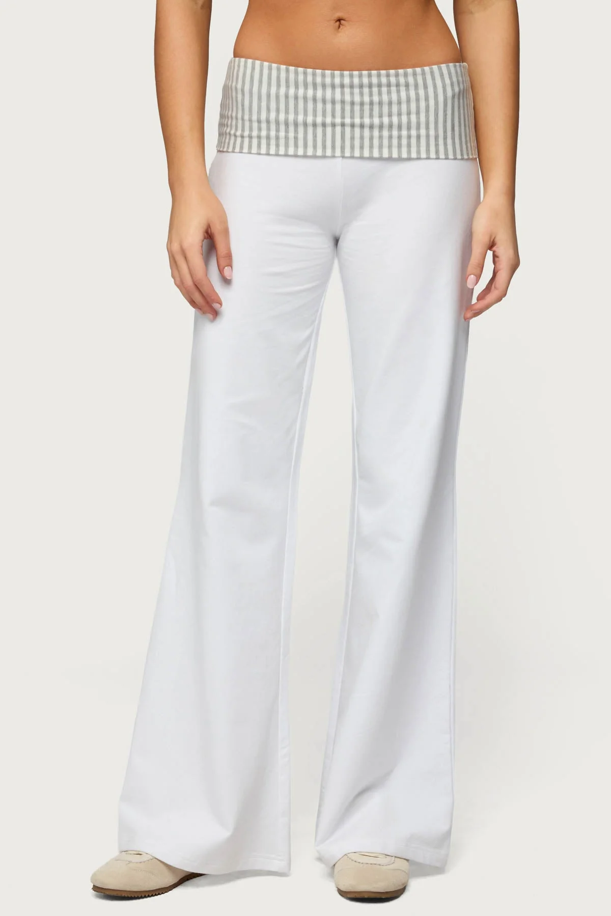 Meshey Striped Foldover Trousers - Image 2