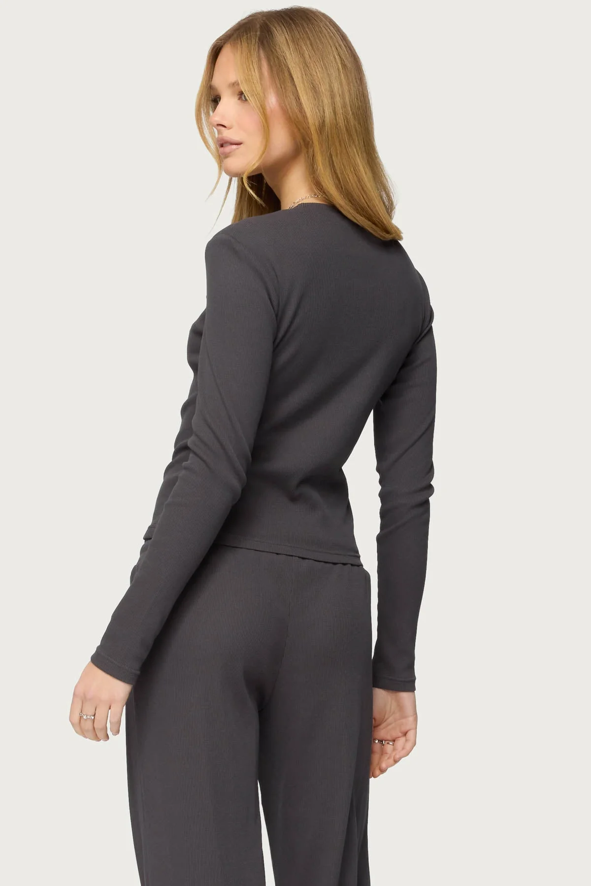 Cicilia Long Sleeve Ribbed T Shirt - Image 5