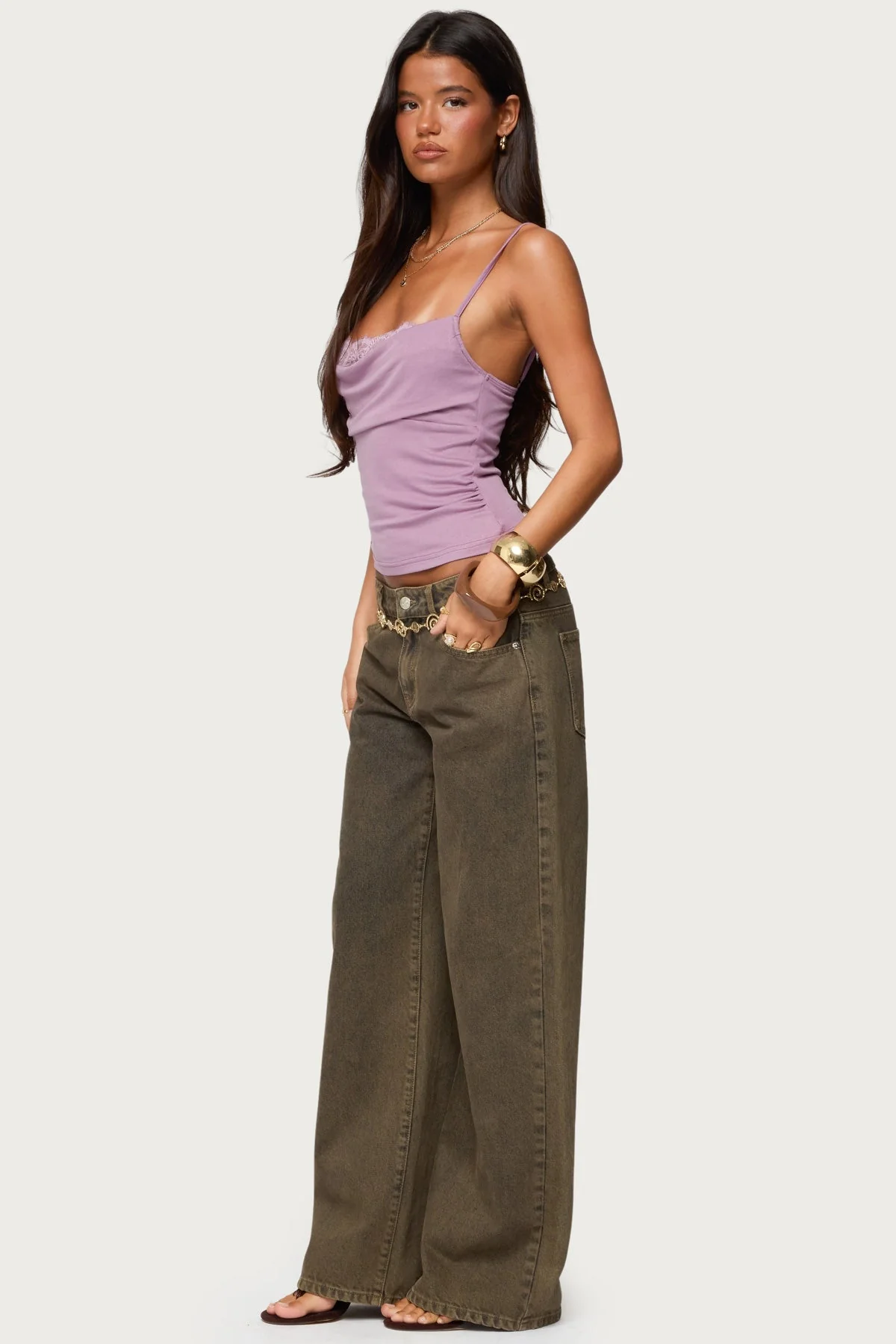 Bobbie Layered Lace Cowl Neck Top - Image 3