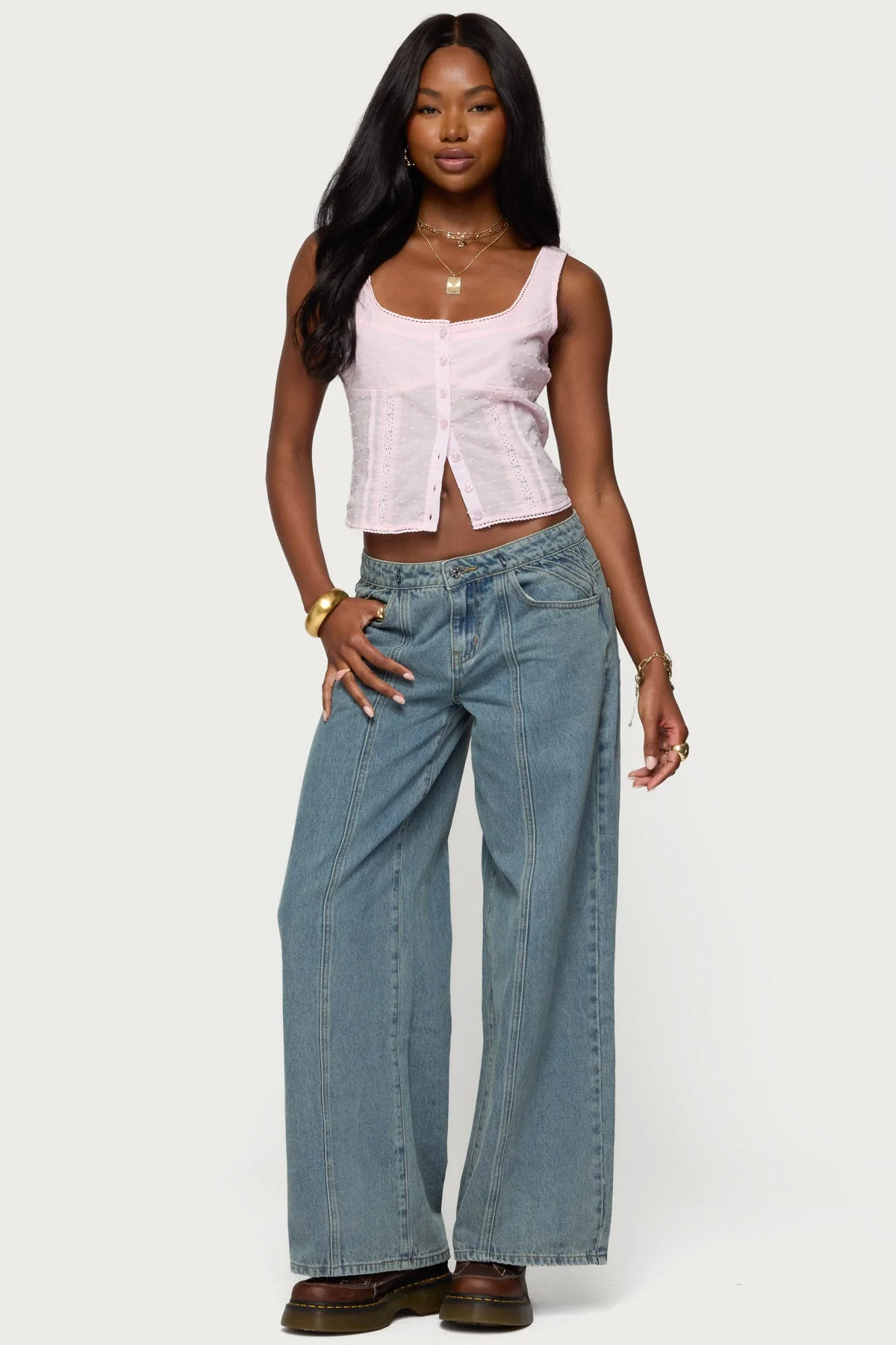 Embroidered Cotton Button Up Top - Image 5