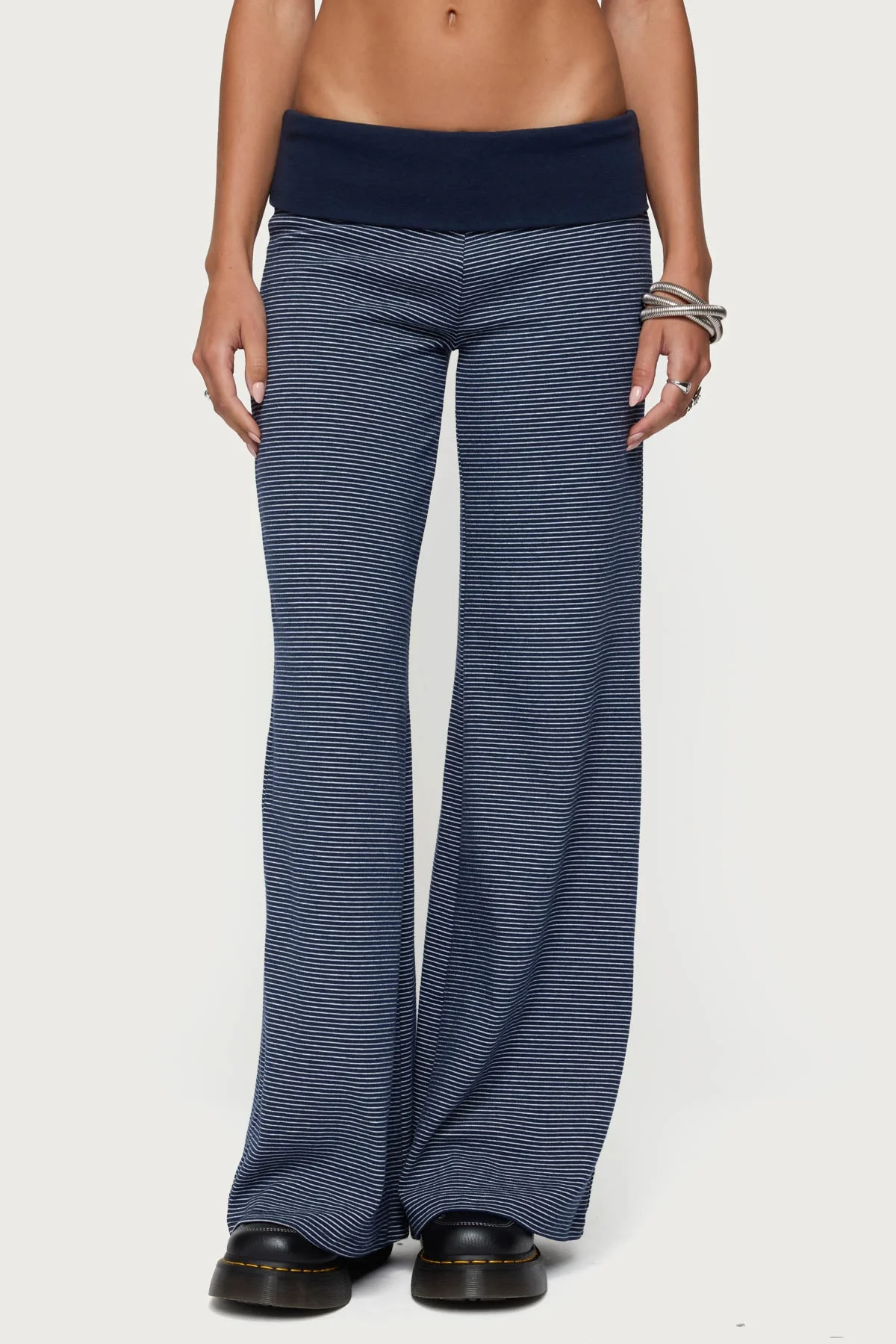 Amarna Striped Fold Over Trousers - Image 2