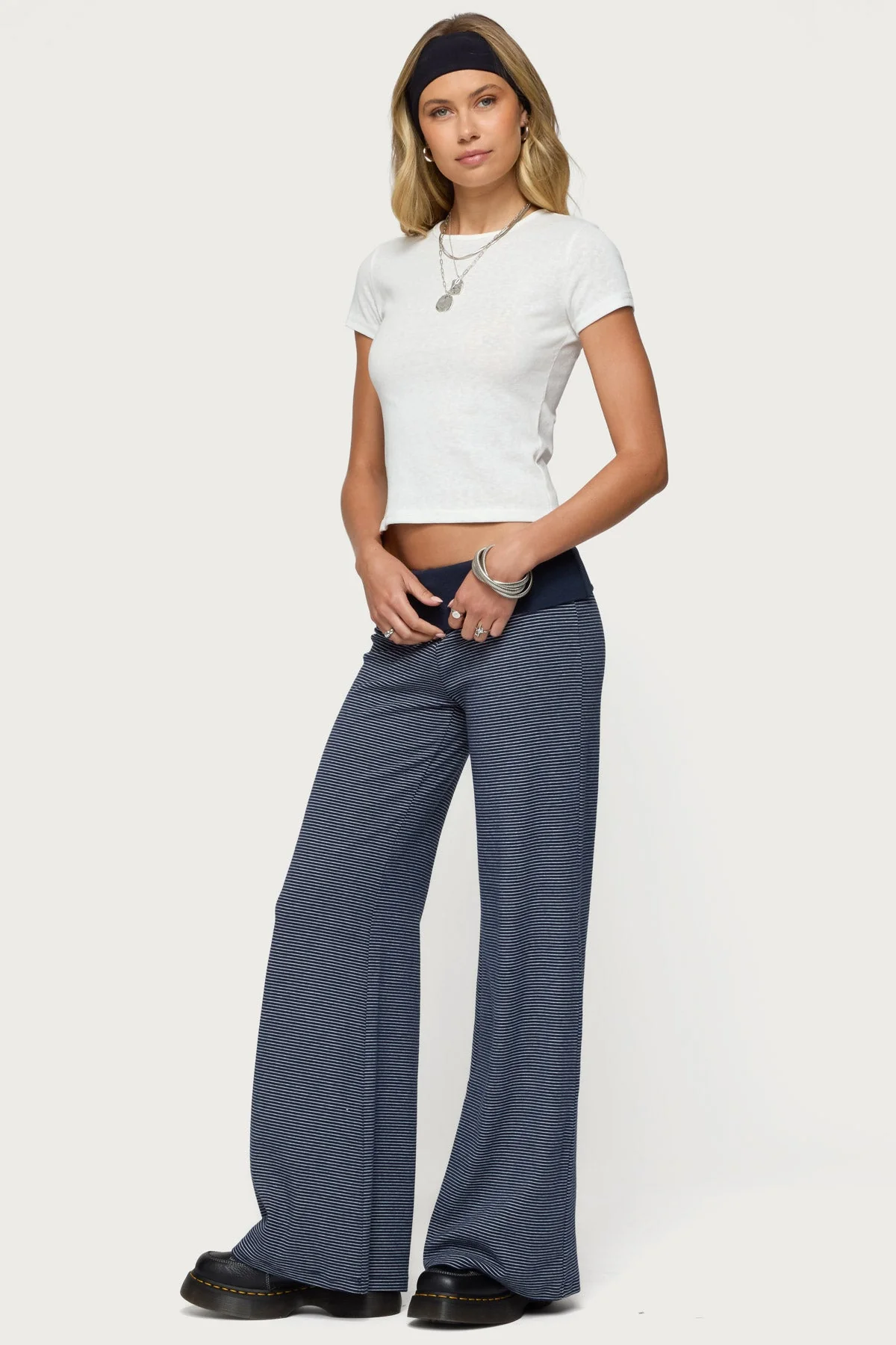 Amarna Striped Fold Over Trousers - Image 3