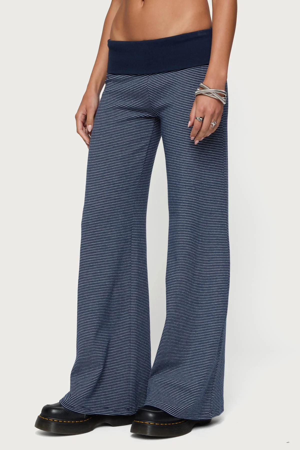 Amarna Striped Fold Over Trousers - Image 4