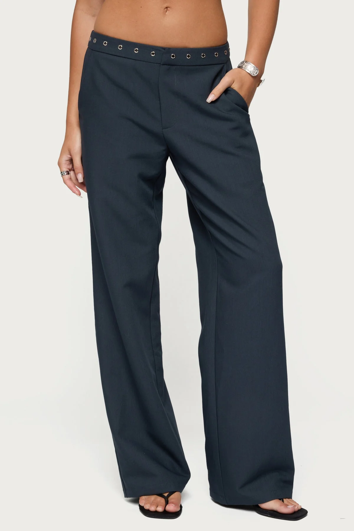 Ayve Eyelet Waist Straight Leg Trousers - Image 2