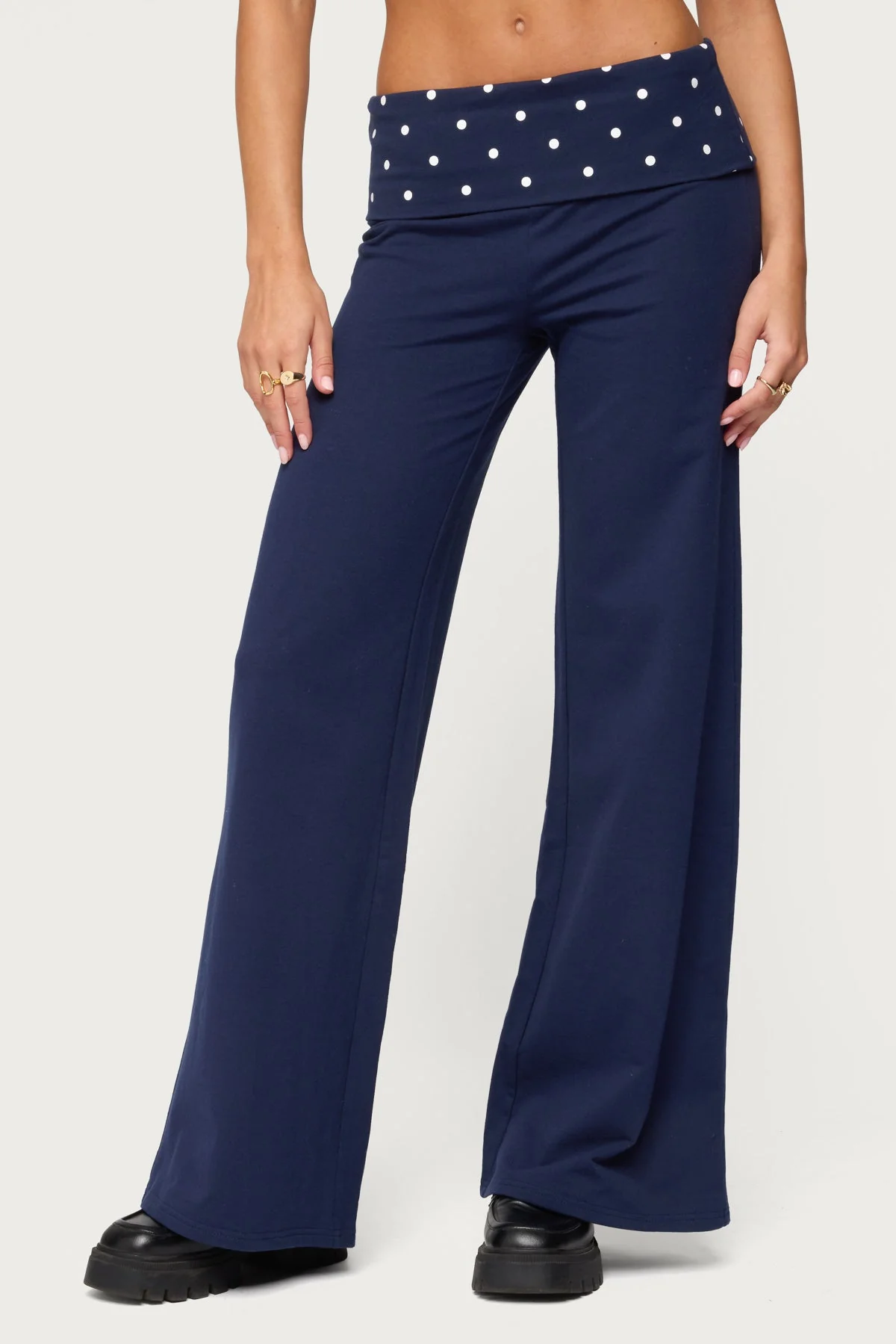Reeva Polka Dot Foldover Trousers - Image 2