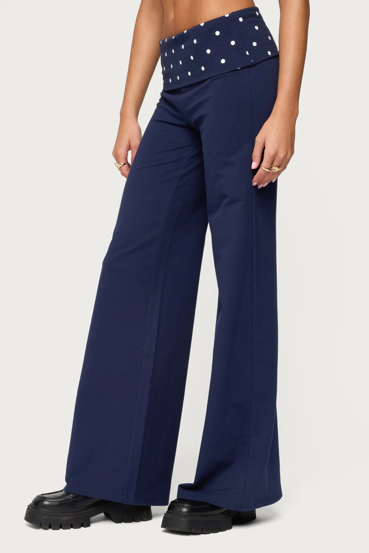 Reeva Polka Dot Foldover Trousers - Image 4