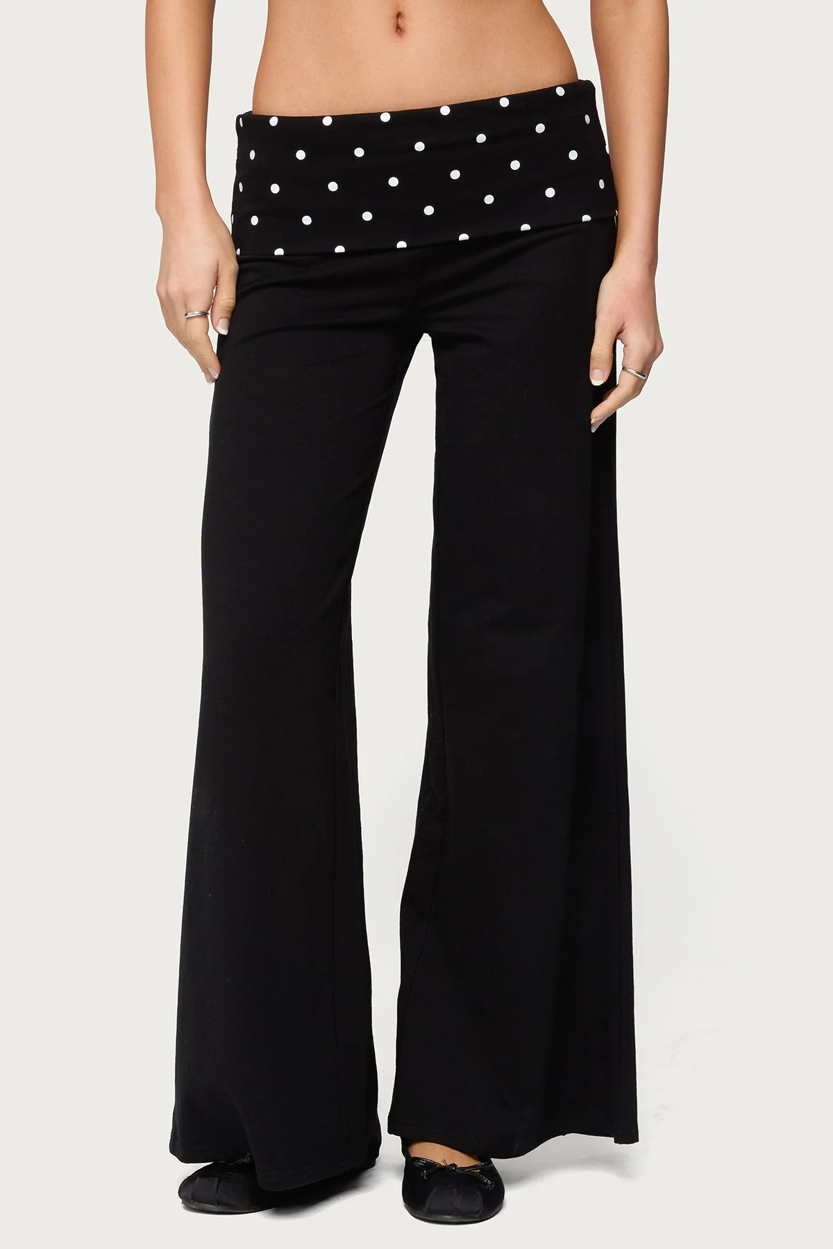 Petite Reeva Polka Dot Foldover Trousers - Image 2