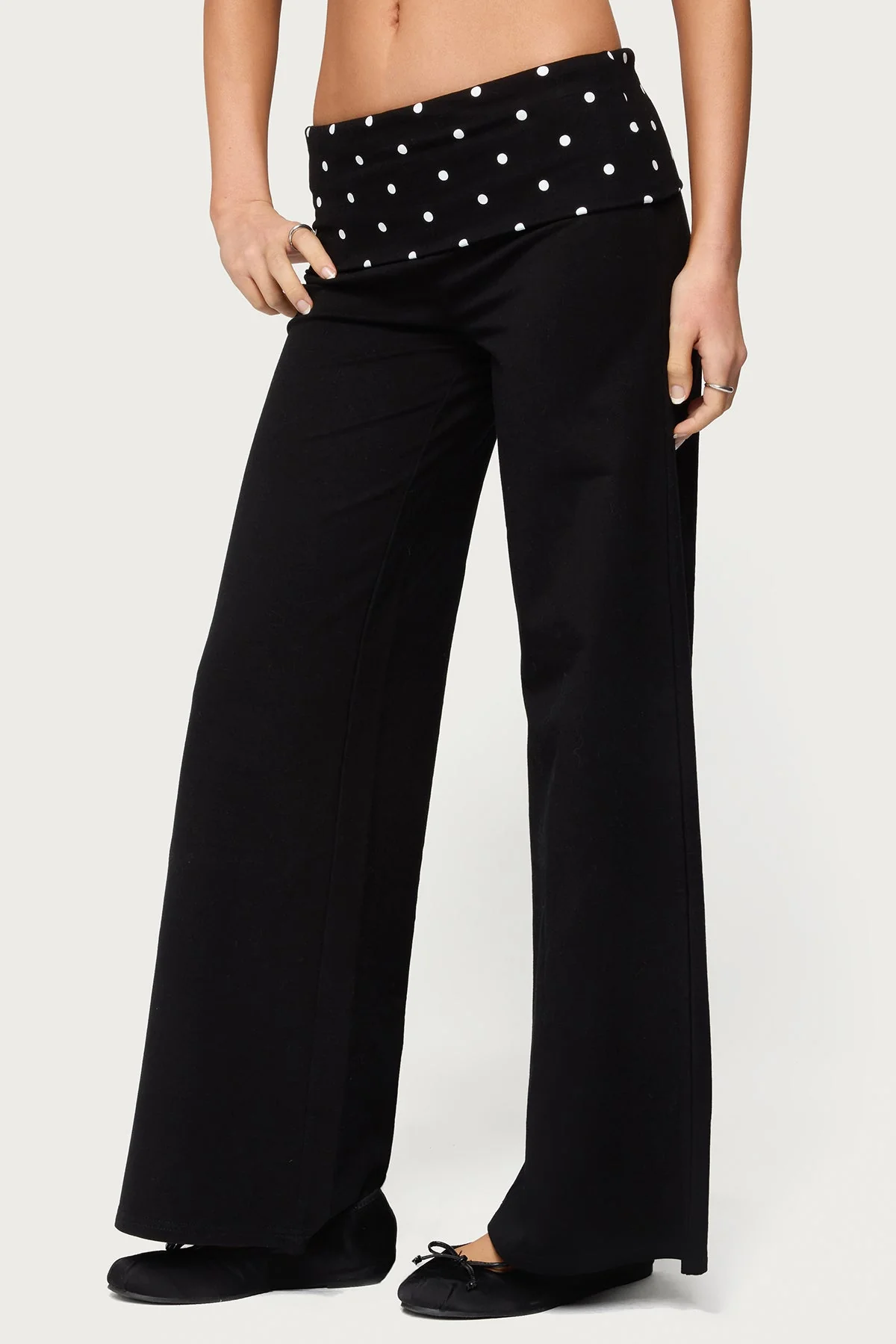 Petite Reeva Polka Dot Foldover Trousers - Image 4