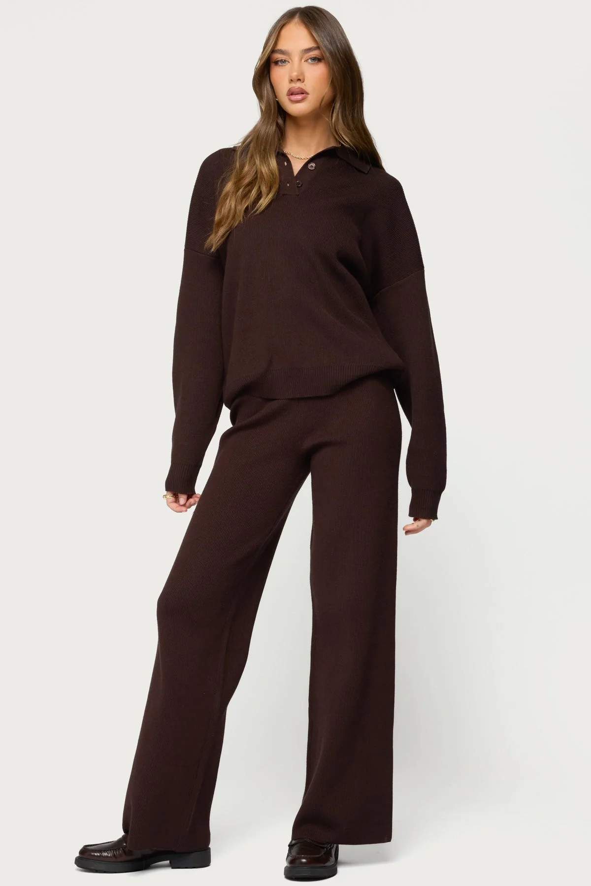 Lorie Oversized Knit Polo Sweater - Image 5