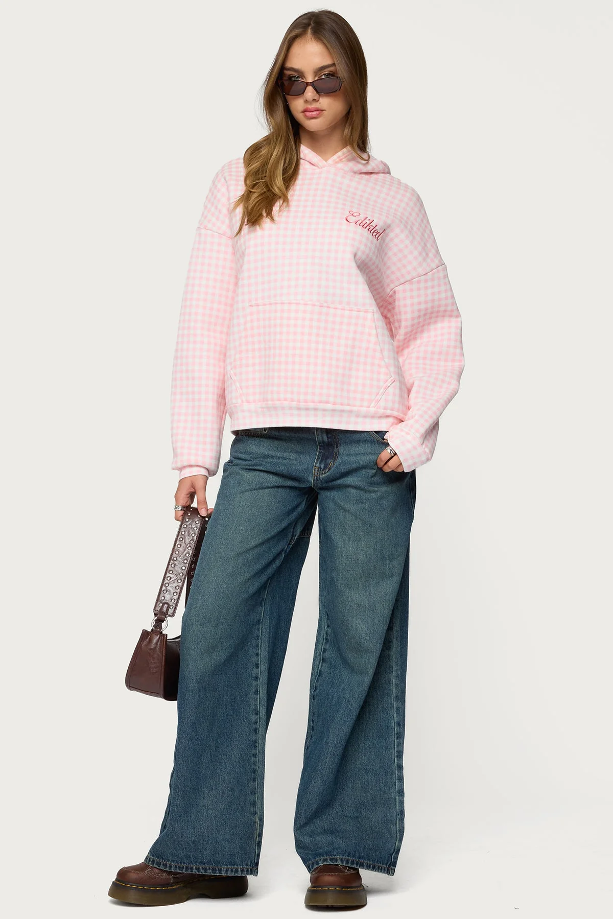Edikted Gingham Oversized Hoodie - Image 2