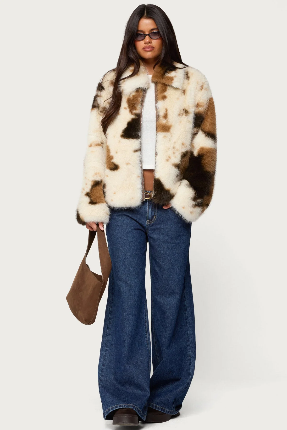 Rayan Cow Print Faux Fur Jacket - Image 2