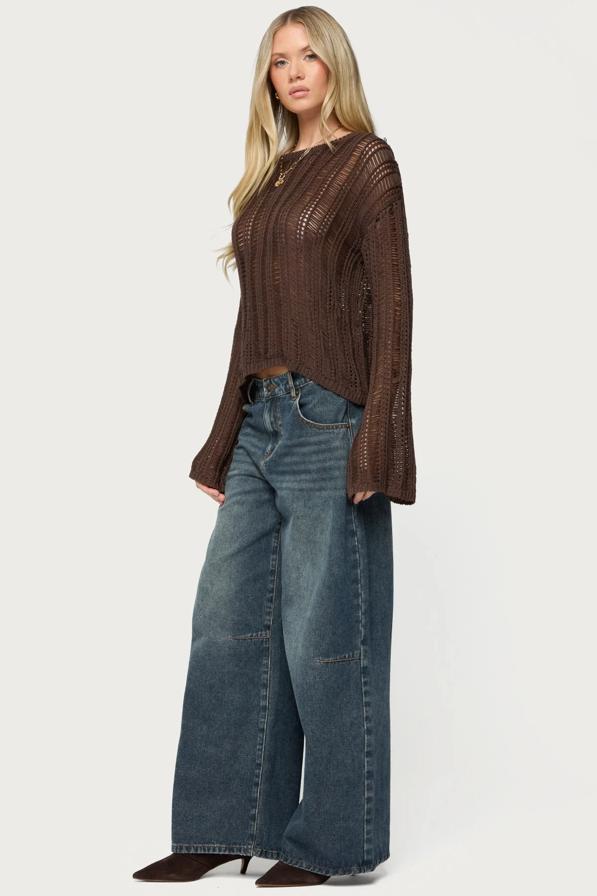 Jaide Sheer Ladder Knit Sweater - Image 4