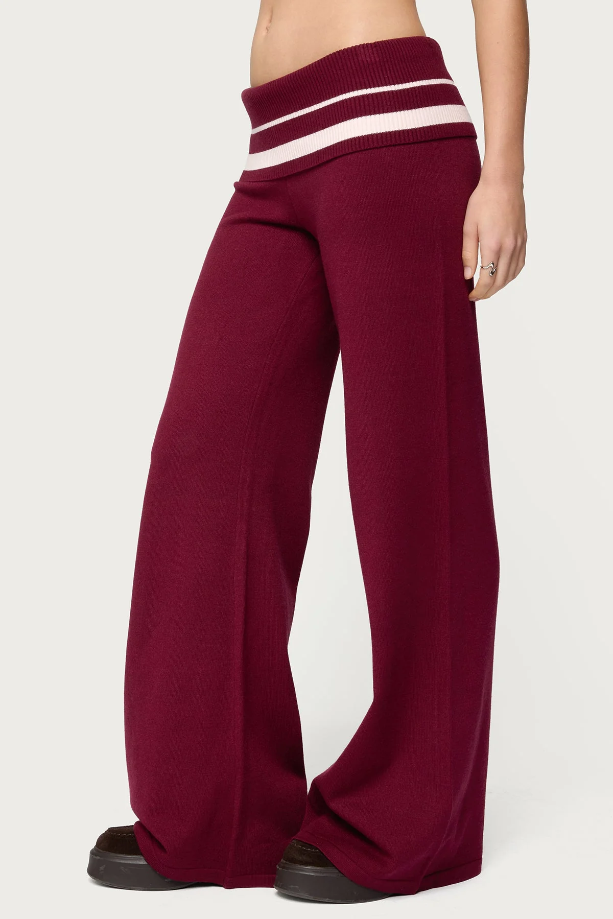Kaliya Stripey Foldover Knit Trousers - Image 3