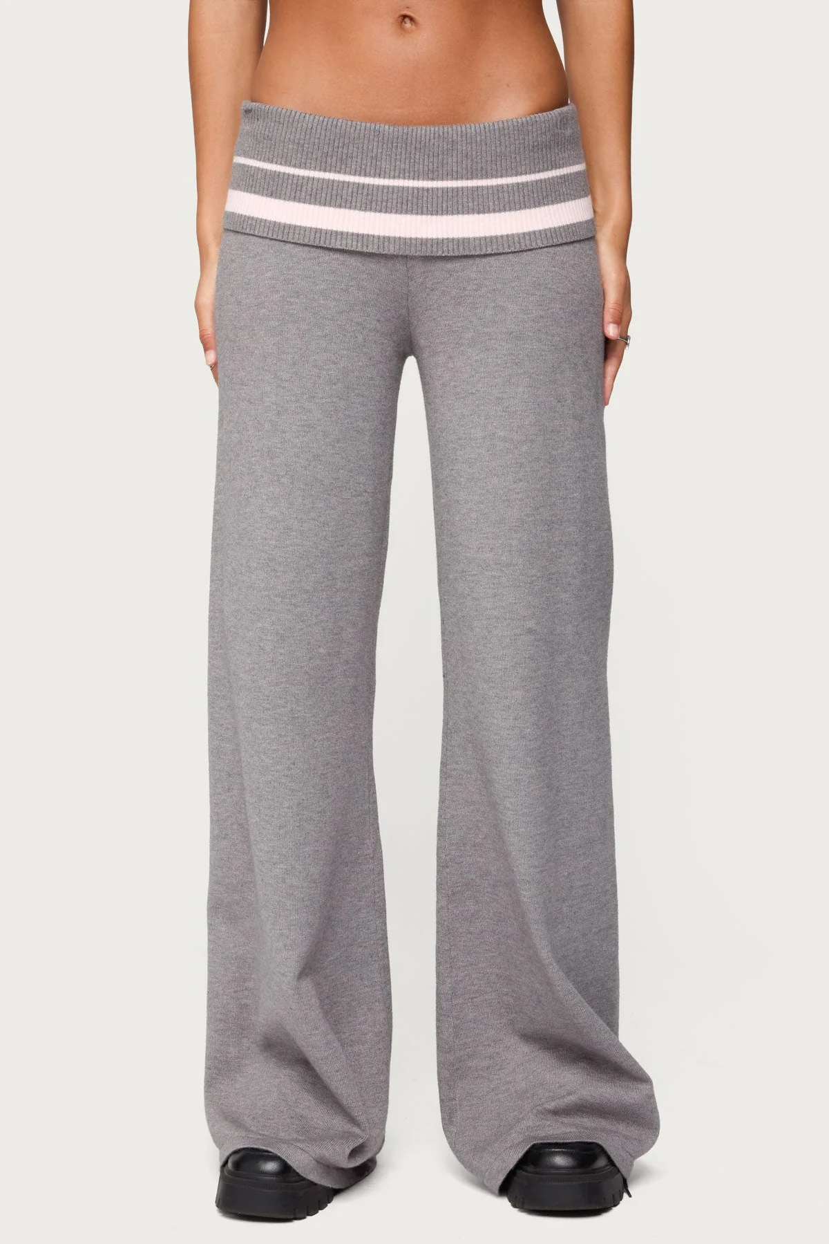 Kaliya Stripey Foldover Knit Trousers - Image 2
