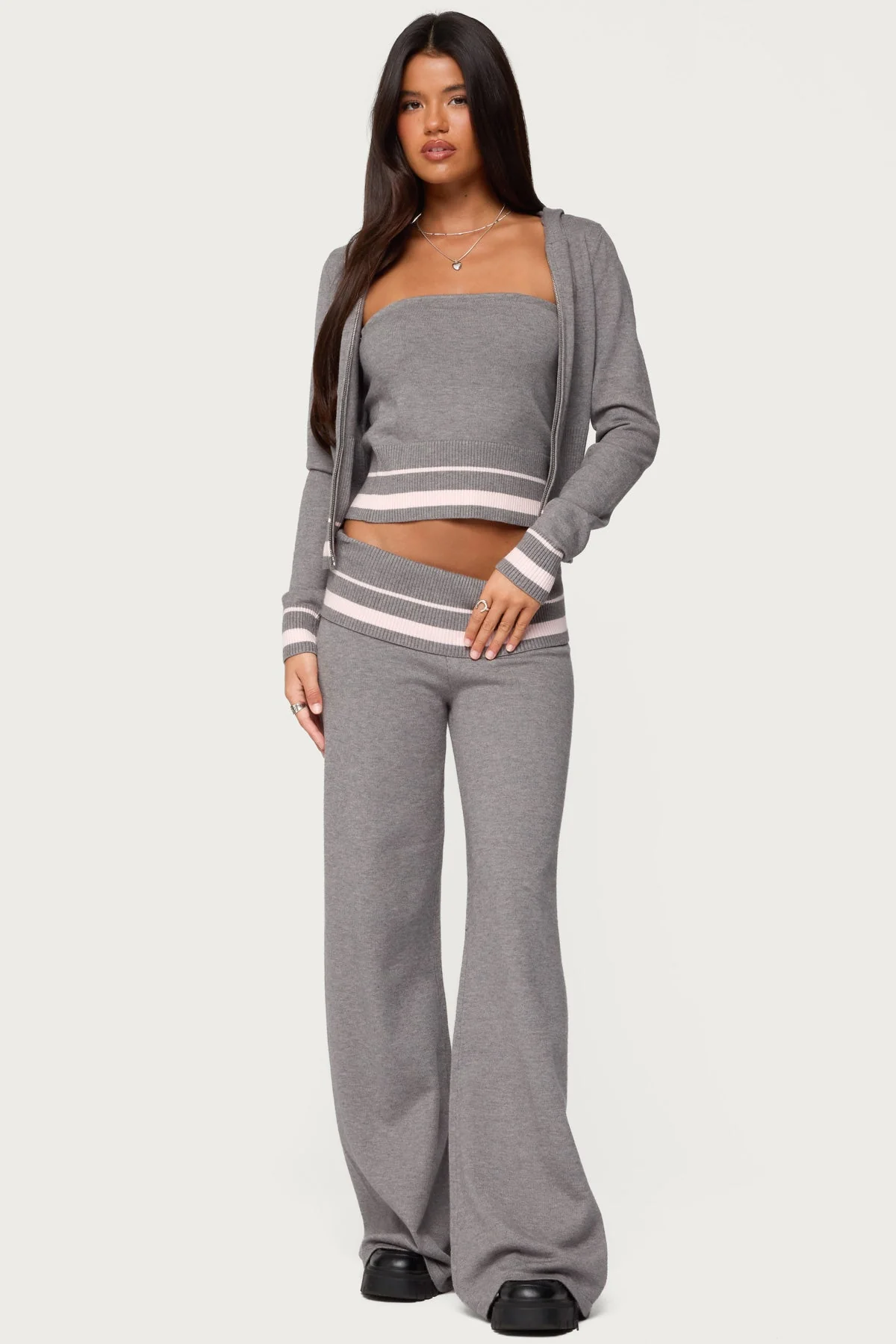 Kaliya Stripey Foldover Knit Trousers - Image 5
