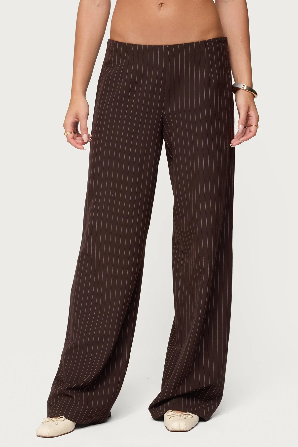 Kerie Pinstripe Low Rise Trousers - Image 2