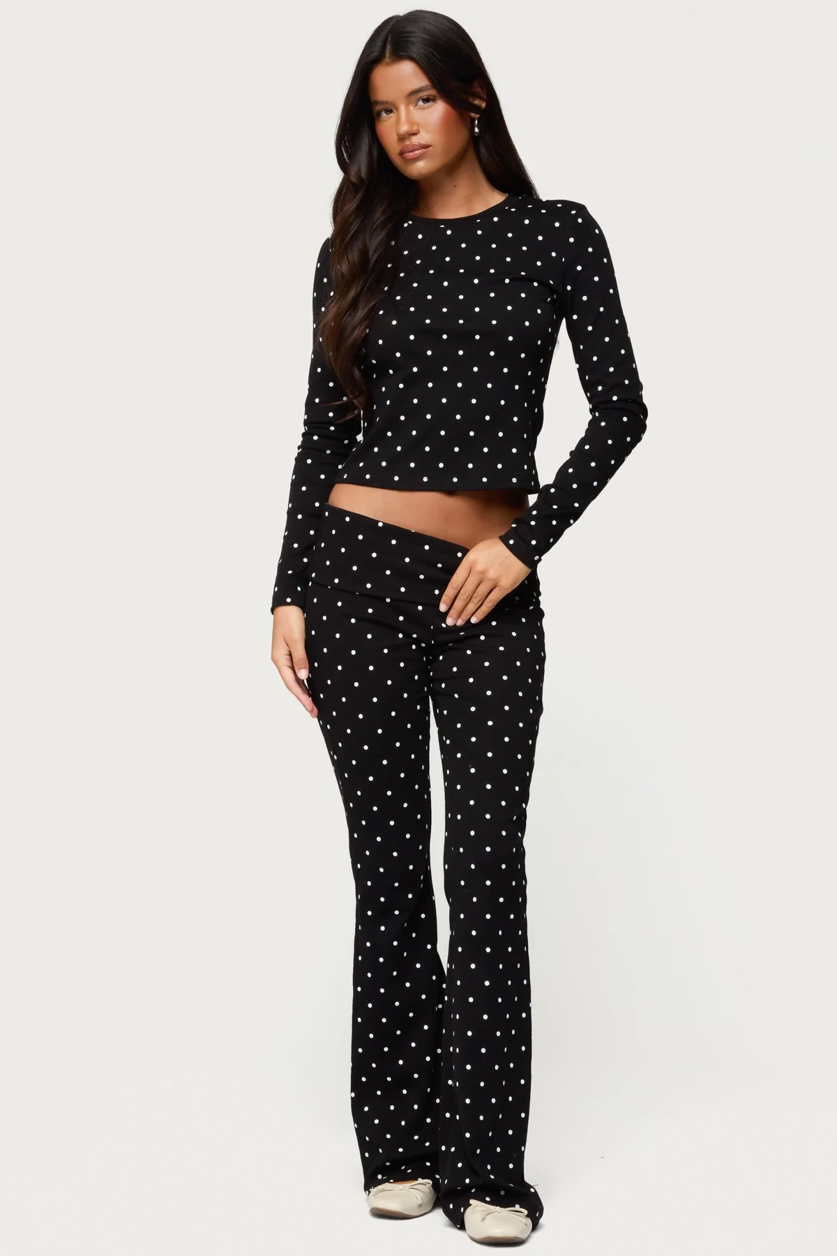 Daliya Polka Dot Fold Over Trousers - Image 5