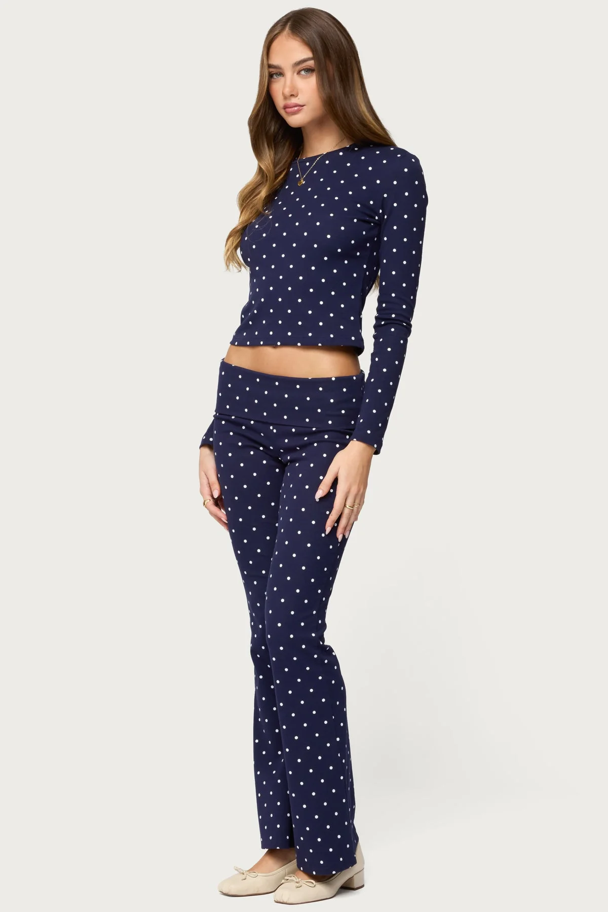 Daliya Polka Dot Fold Over Trousers - Image 3