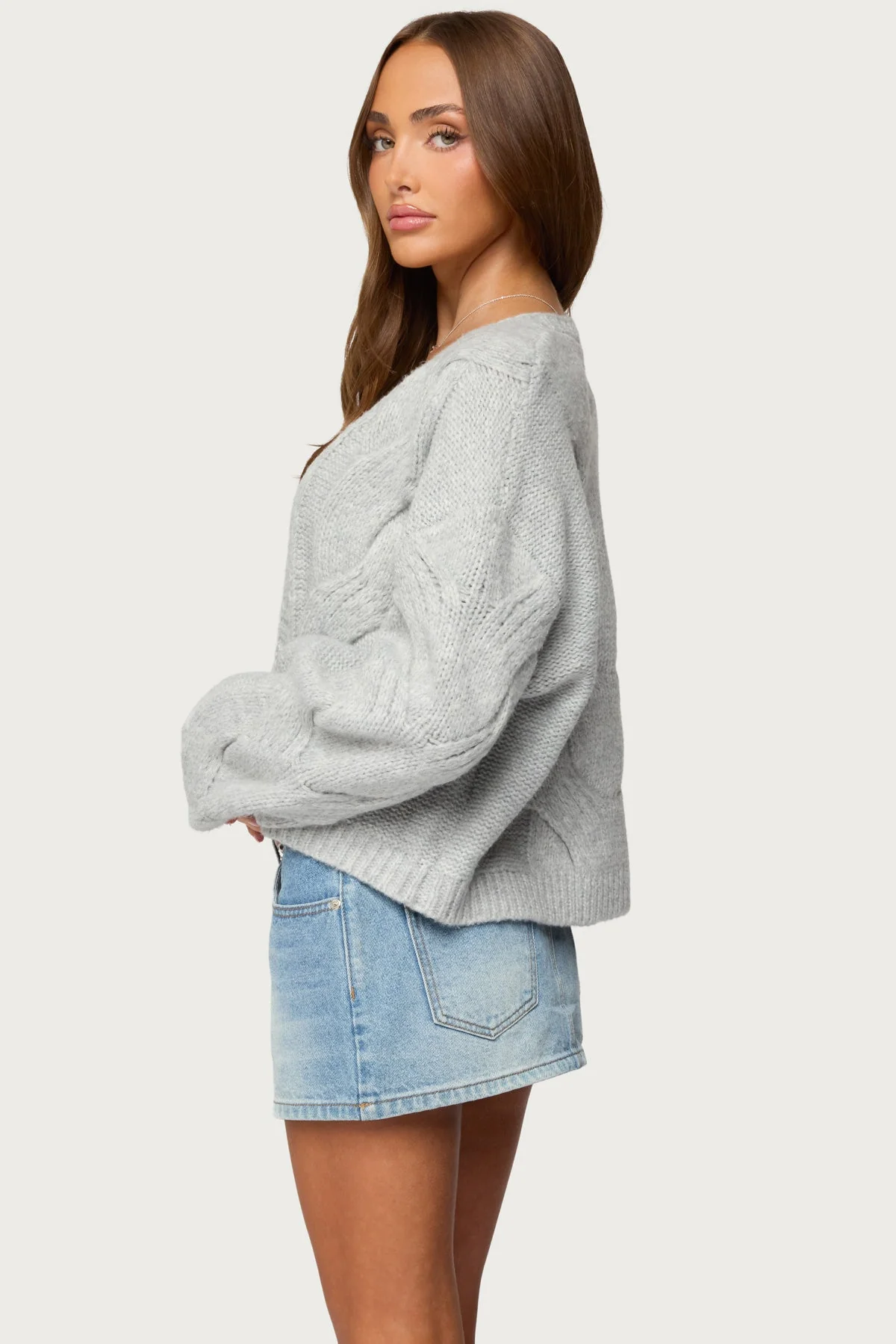 Braiden Chunky Cable Knit Cardigan - Image 5