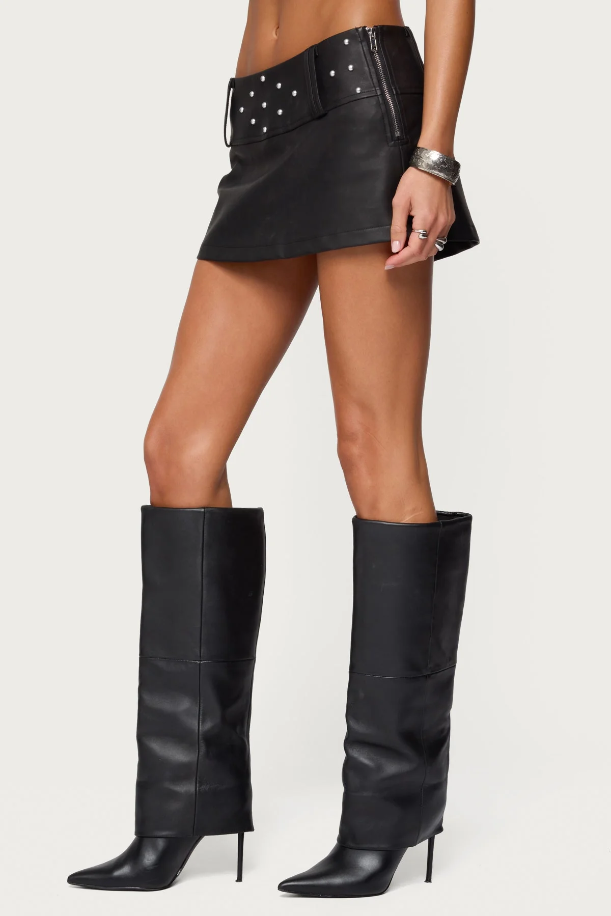 Luella Studded Faux Leather Mini Skort - Image 4