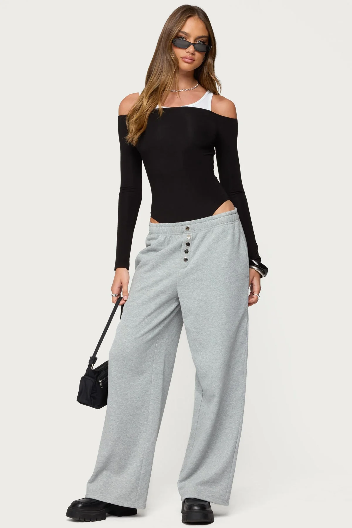 Layered Ribbed Off Shoulder Bodysuit - Image 2