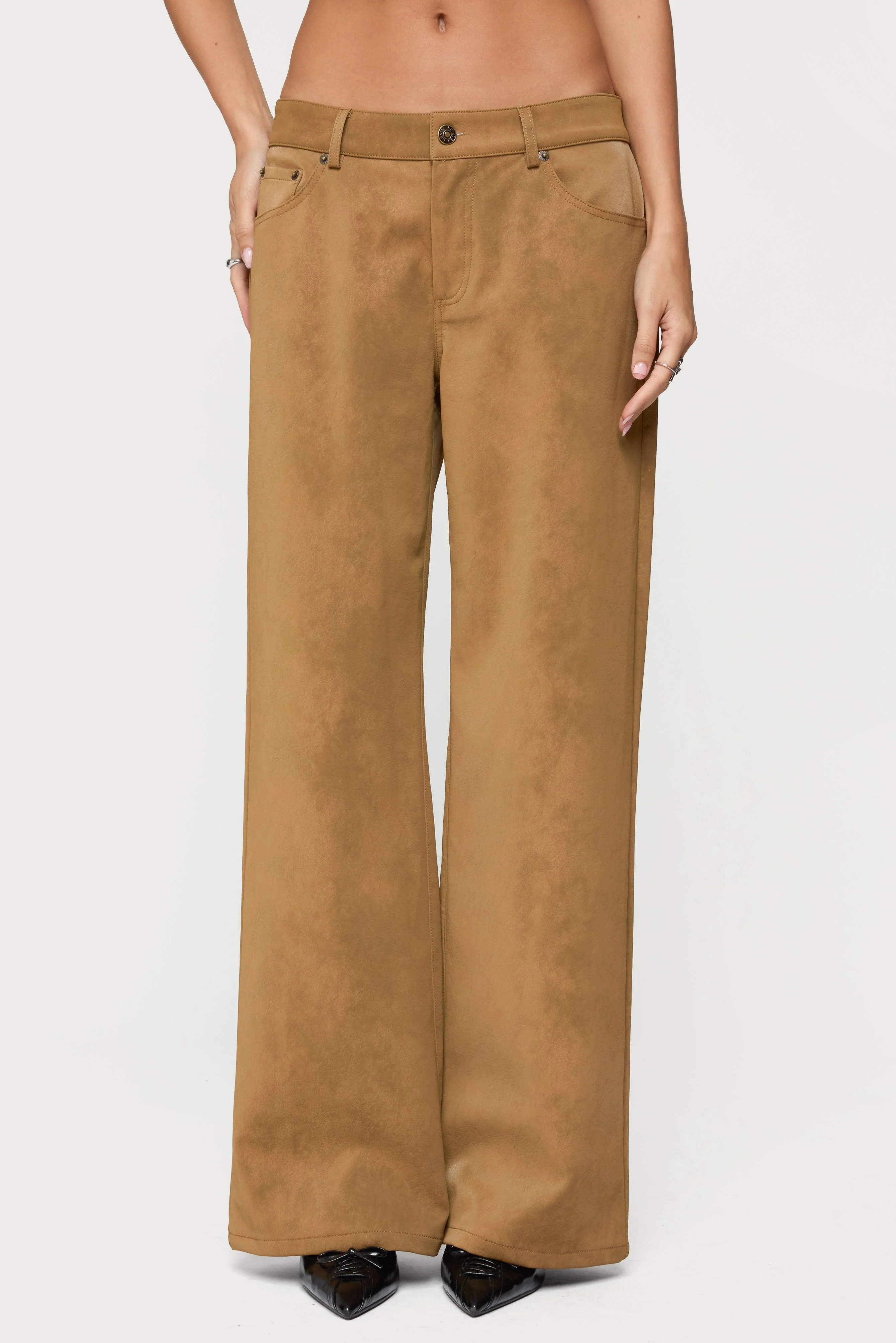 Stacey Low Rise Faux Suede Trousers - Image 2