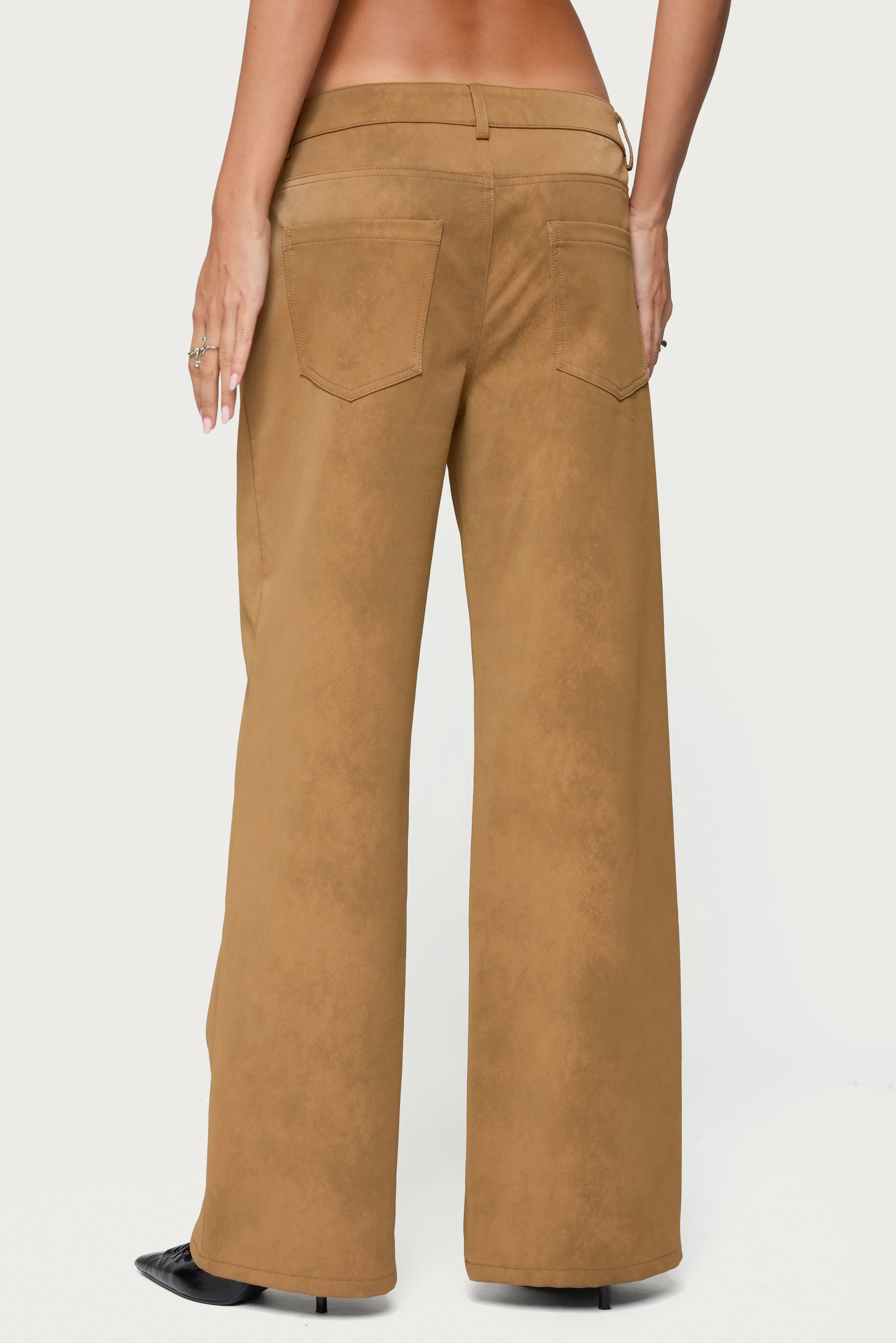 Stacey Low Rise Faux Suede Trousers - Image 4