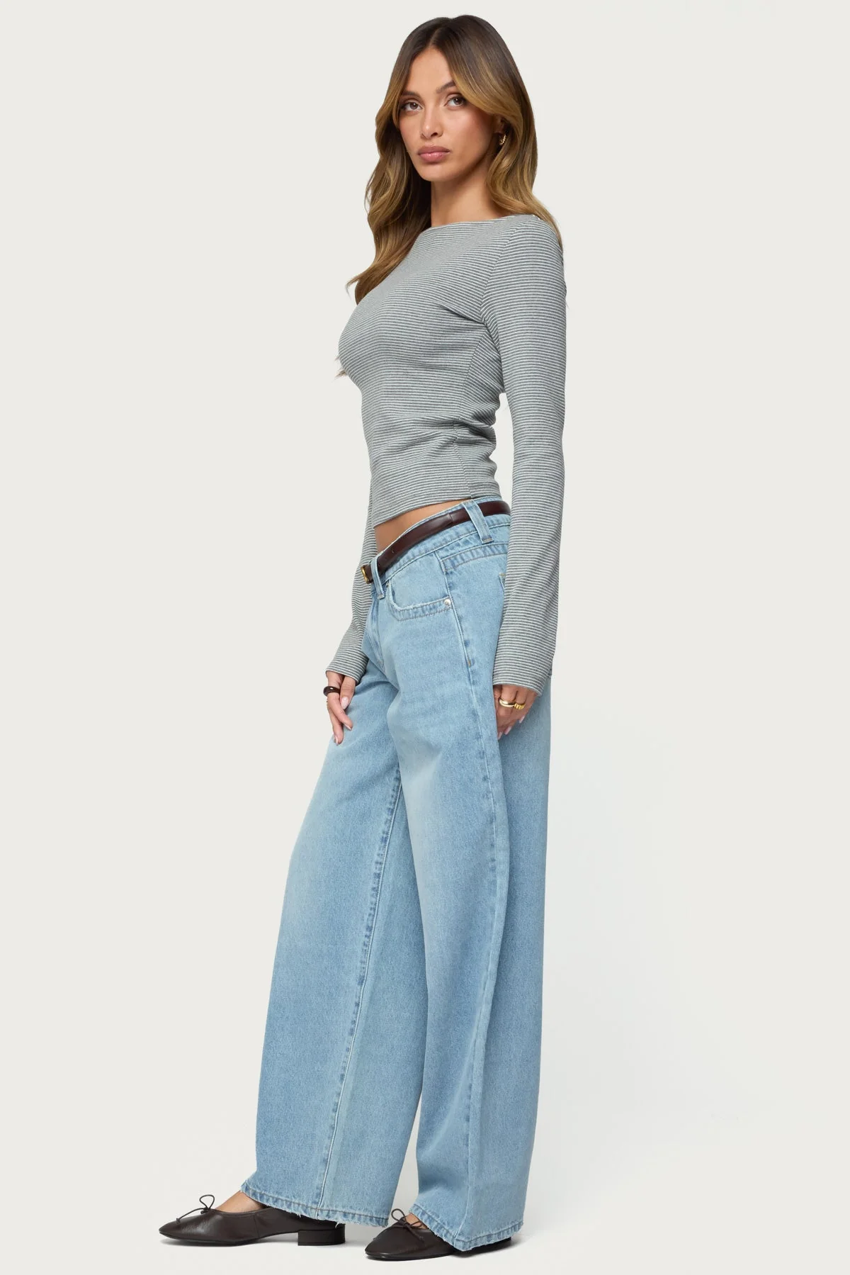 Loria Striped Boat Neck Top - Image 4