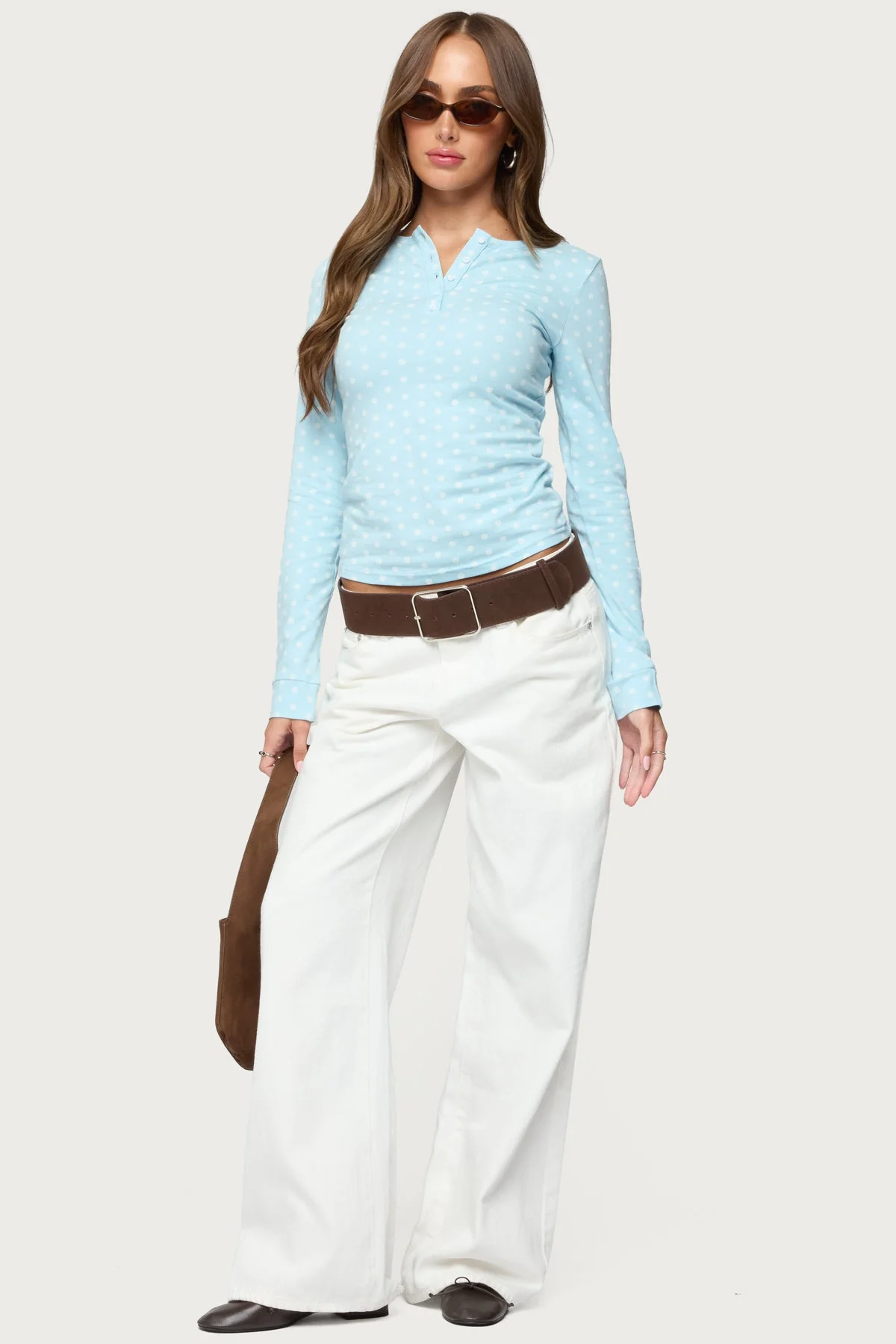 Keana Polka Dot Henley Top - Image 2