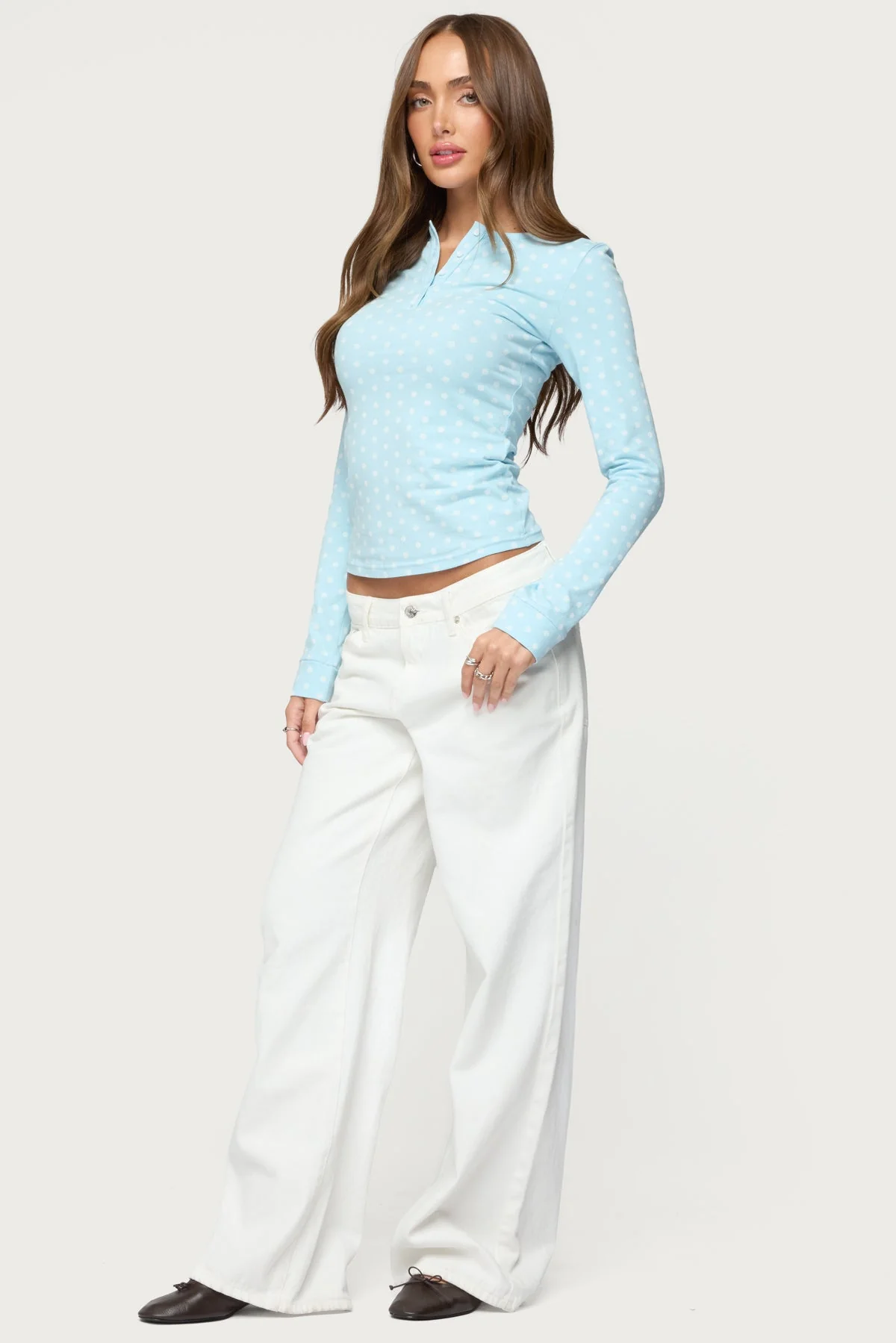 Keana Polka Dot Henley Top - Image 4