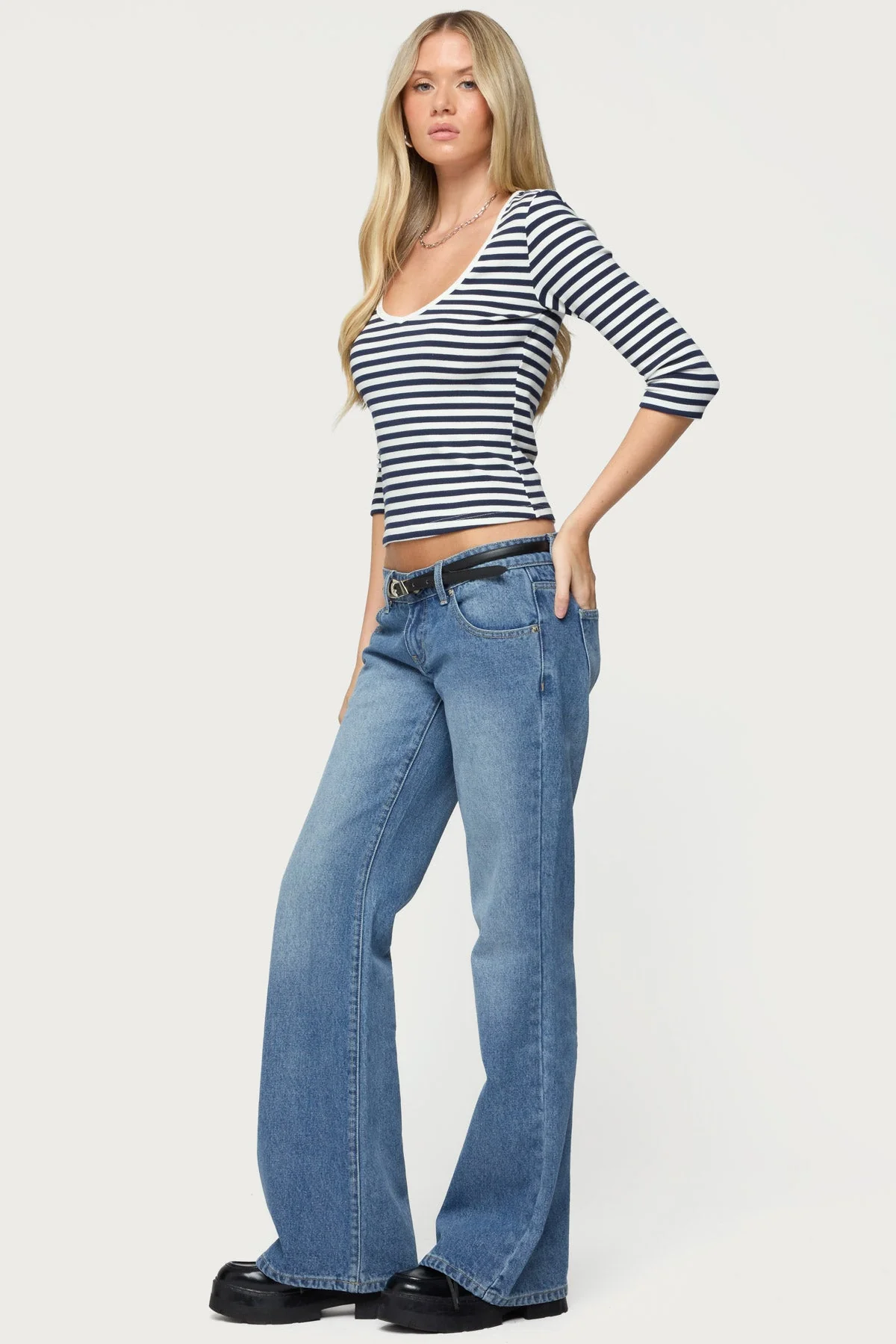 Poppie Striped V Neck Top - Image 4