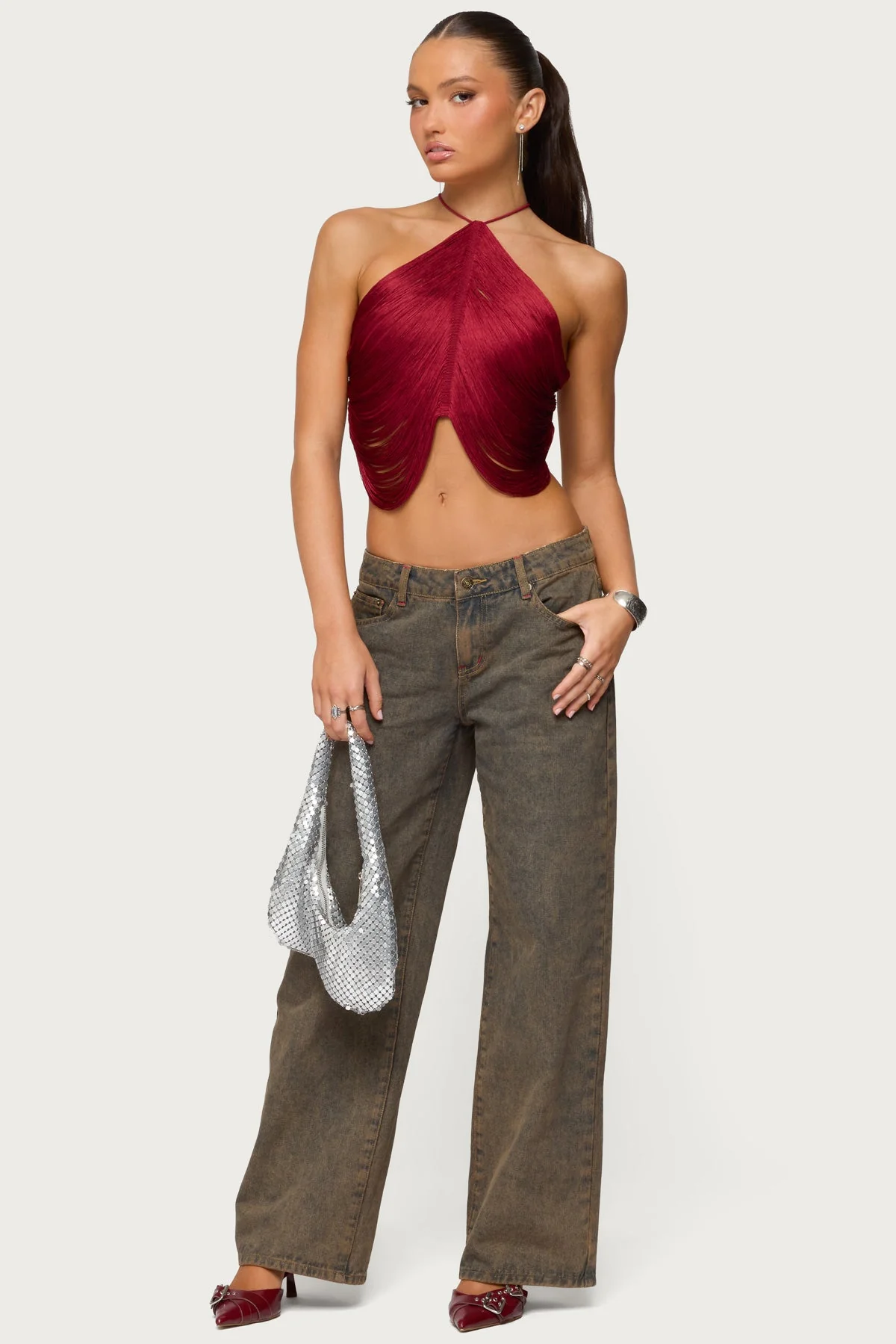 Hara Fringed Crisscross Backless Top - Image 6