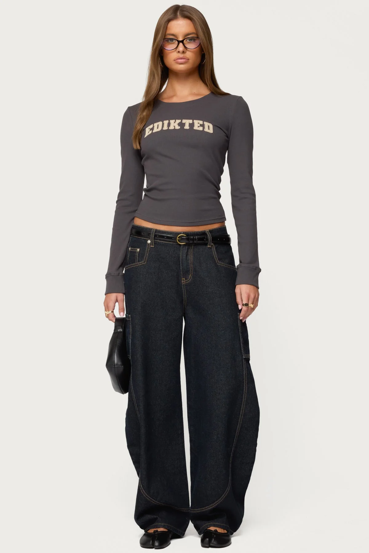 Essential Edikted Ribbed T Shirt - Image 2