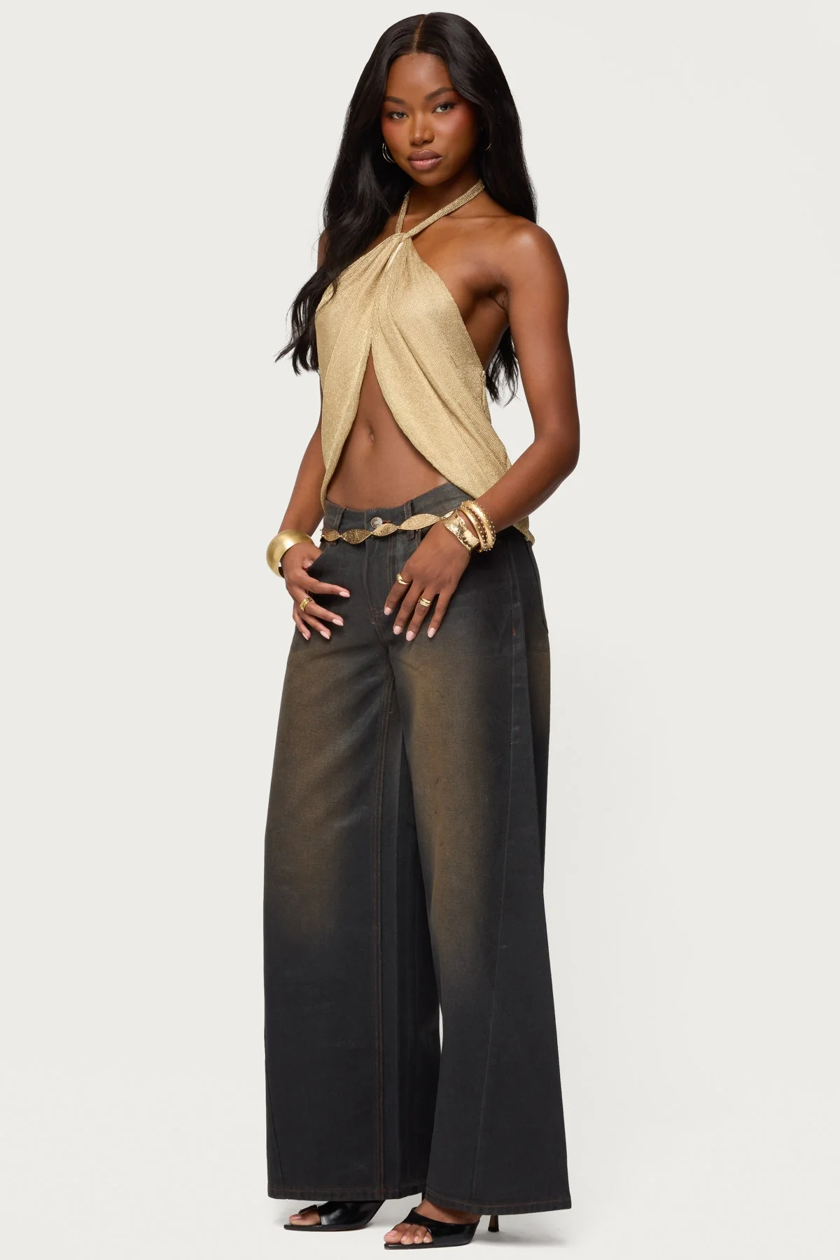 Stasia Sparkly Knit Split Front Top - Image 5