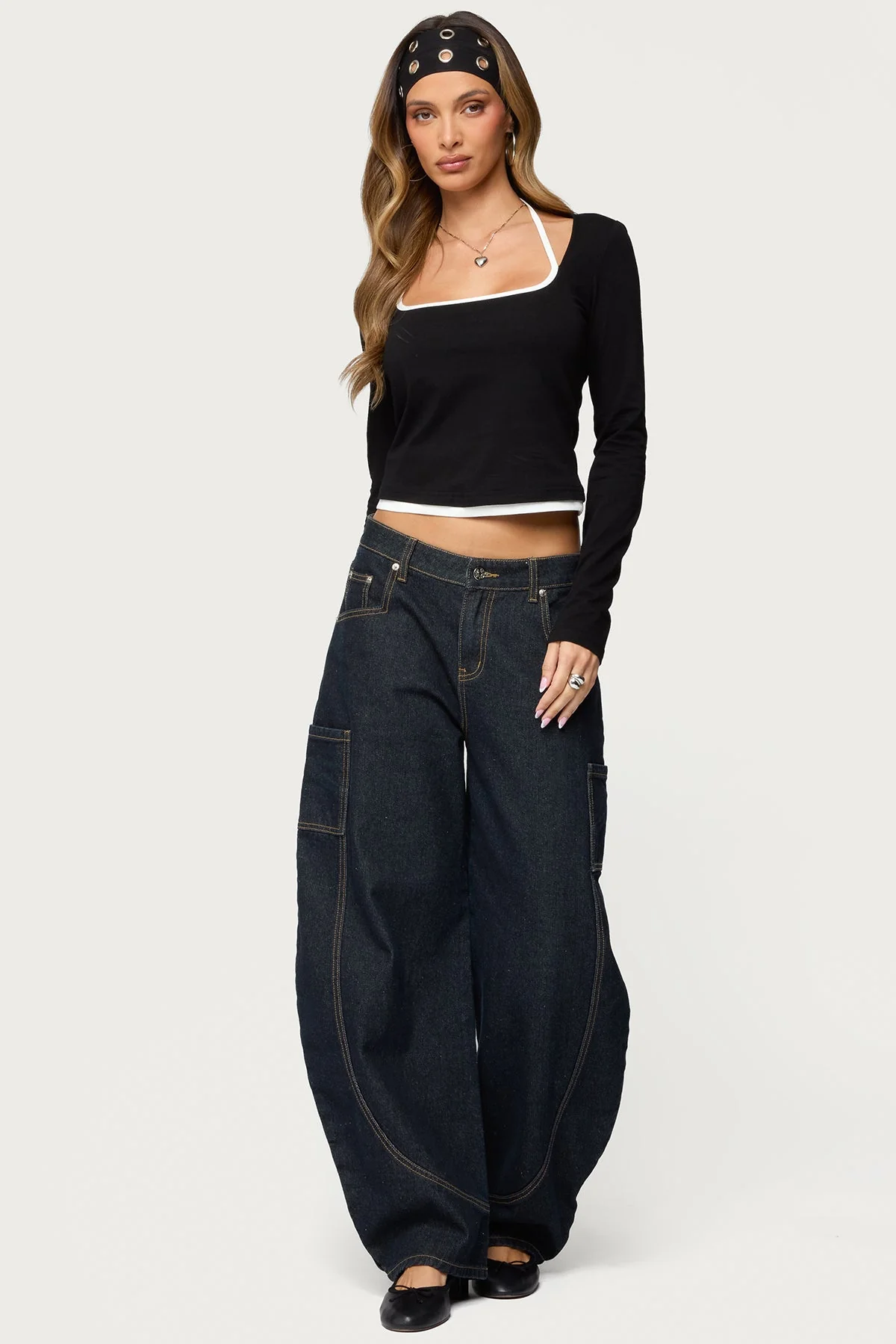 Ksenia Contrast Layered Square Neck Top - Image 5