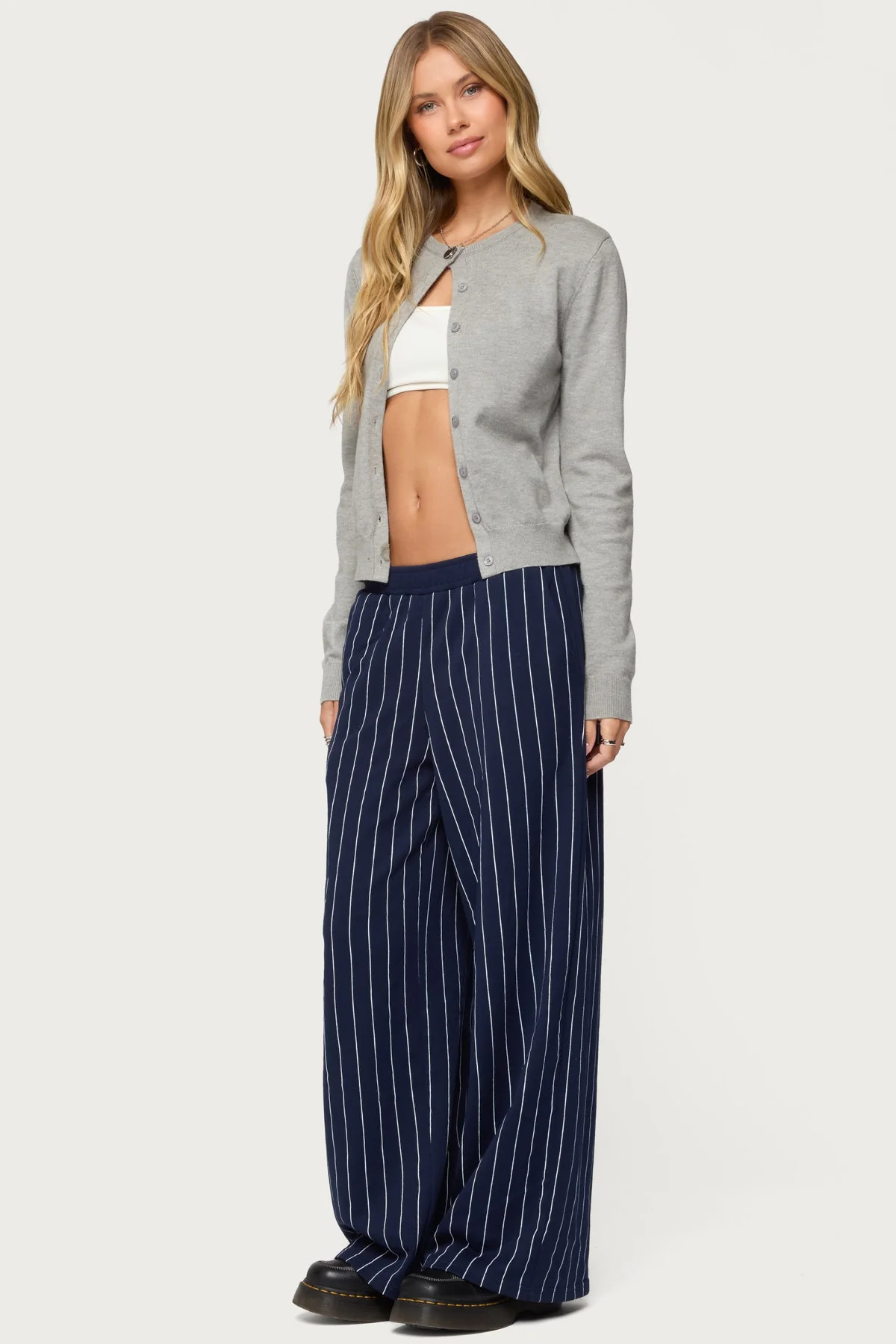 Mercer Pinstripe Wide Leg Joggers - Image 3