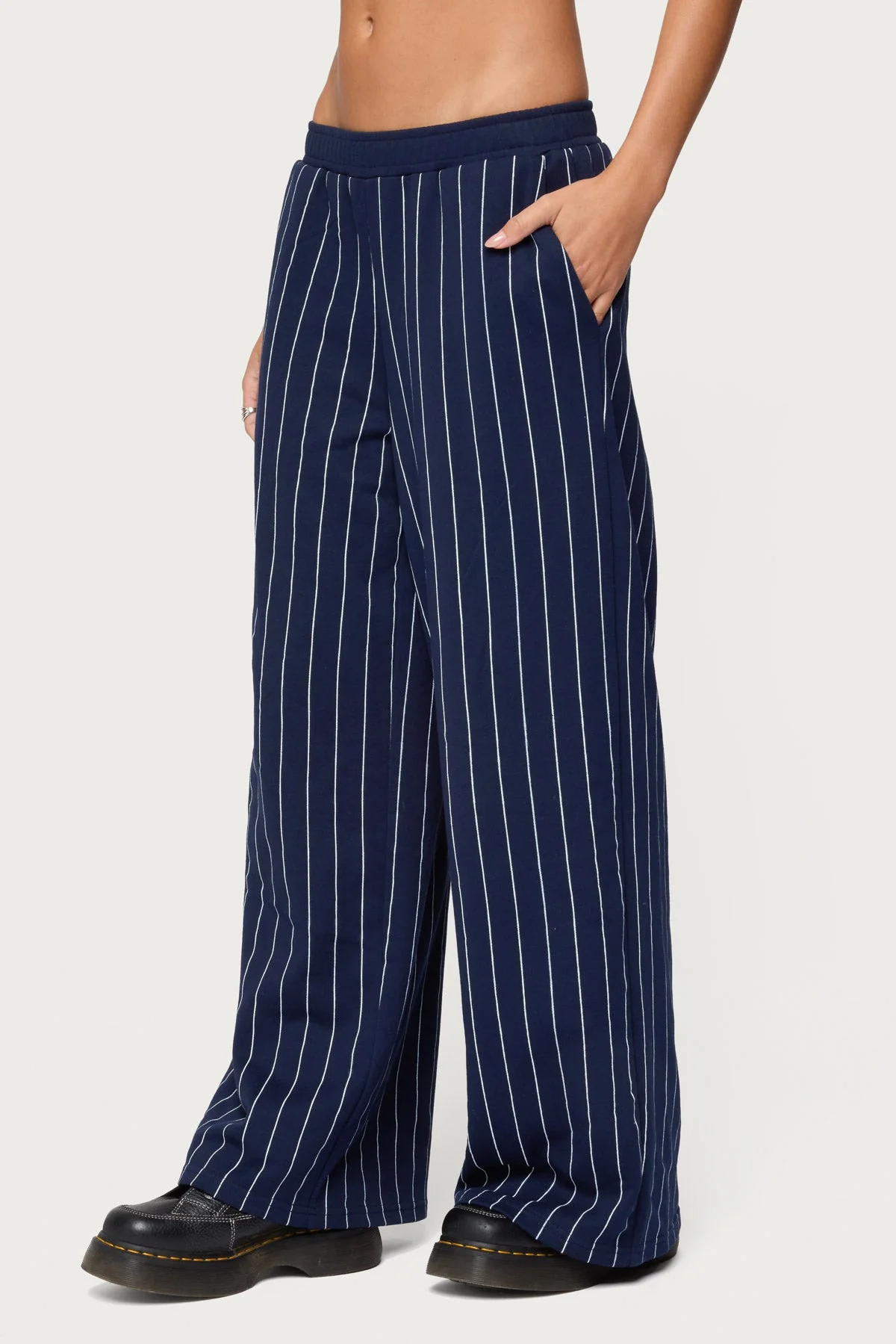 Mercer Pinstripe Wide Leg Joggers - Image 4
