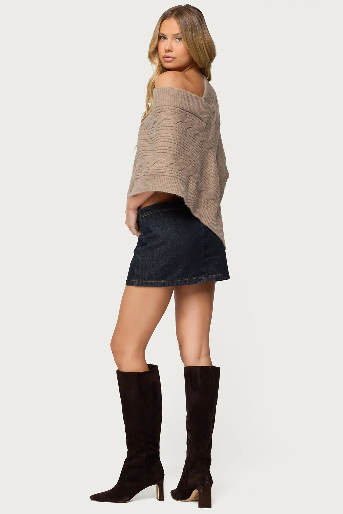 Vickey Cable Knit Poncho - Image 5