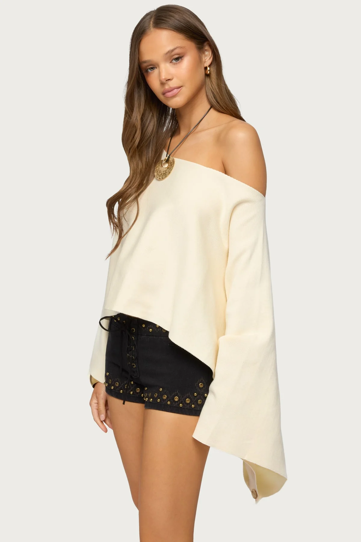 Sharla Off Shoulder Poncho Sweater - Image 3