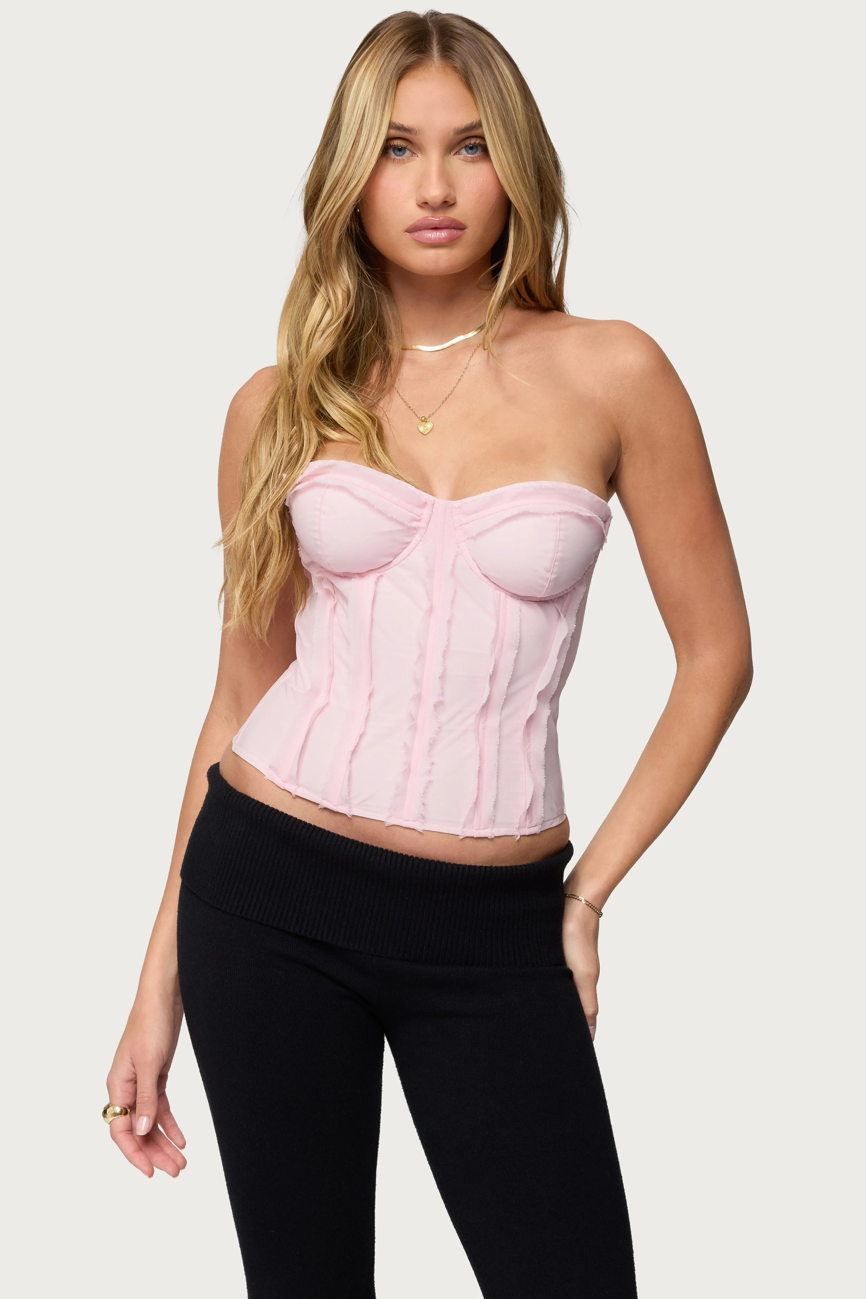 Naliah Raw Edge Strapless Corset