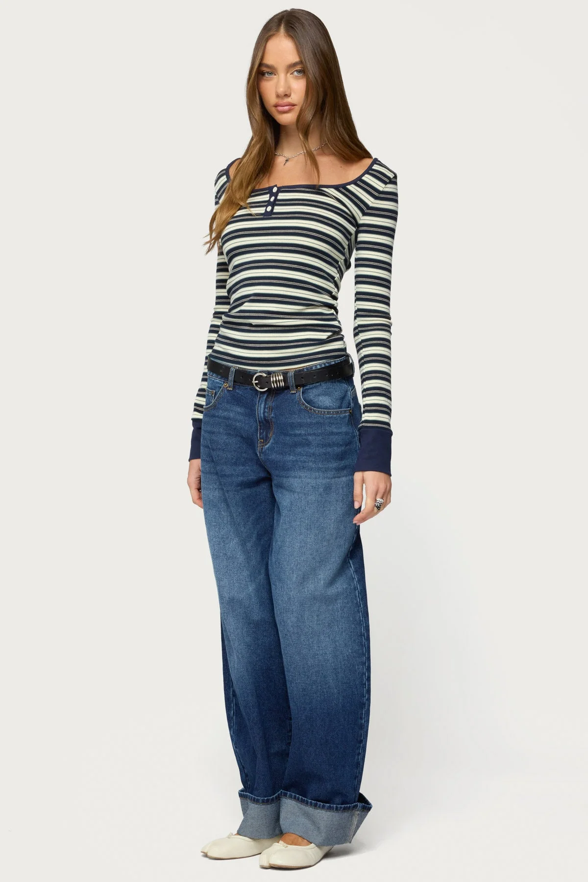Jaida Striped Henley Top - Image 5