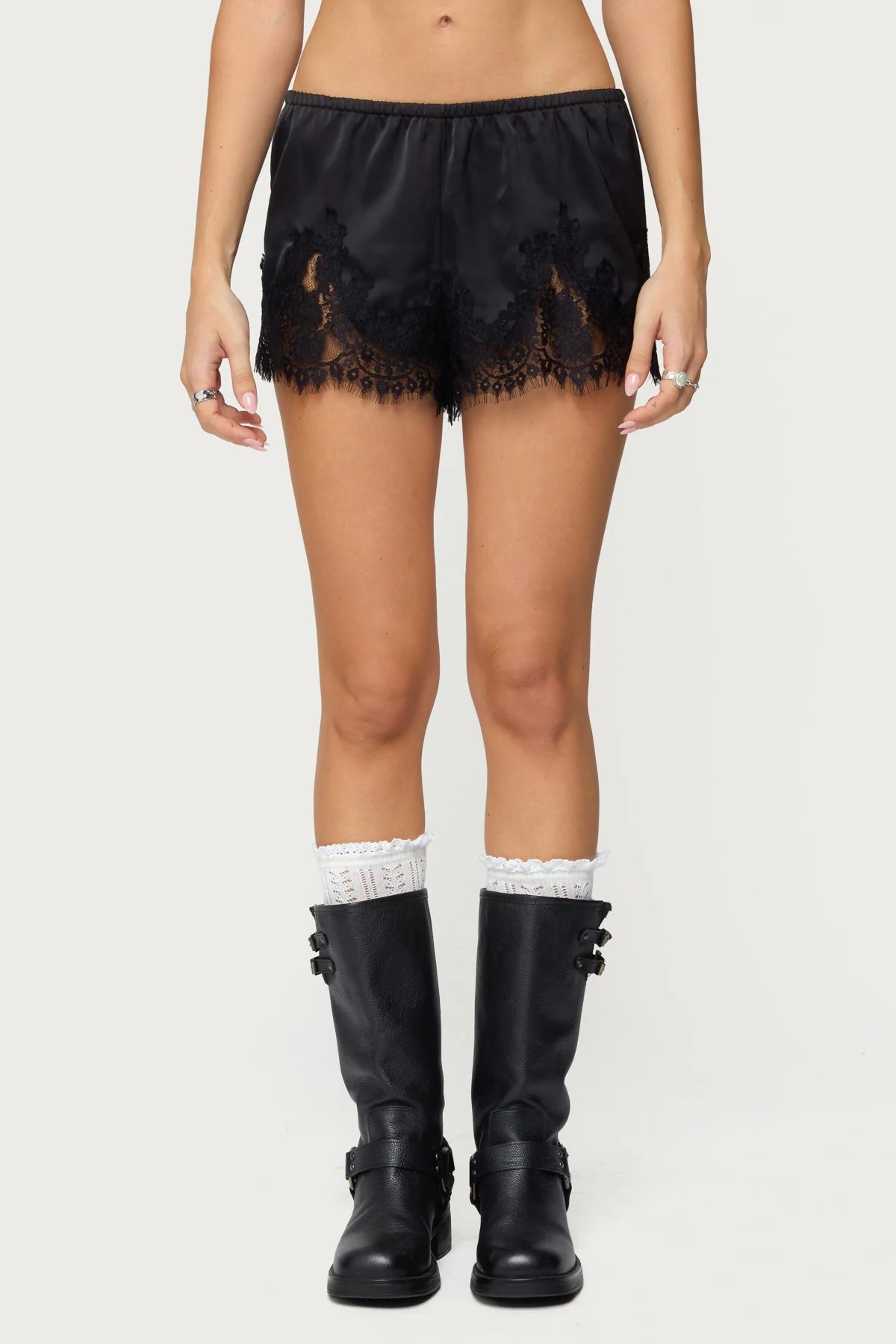 Reisa Lacey Satin Effect Shorts - Image 2