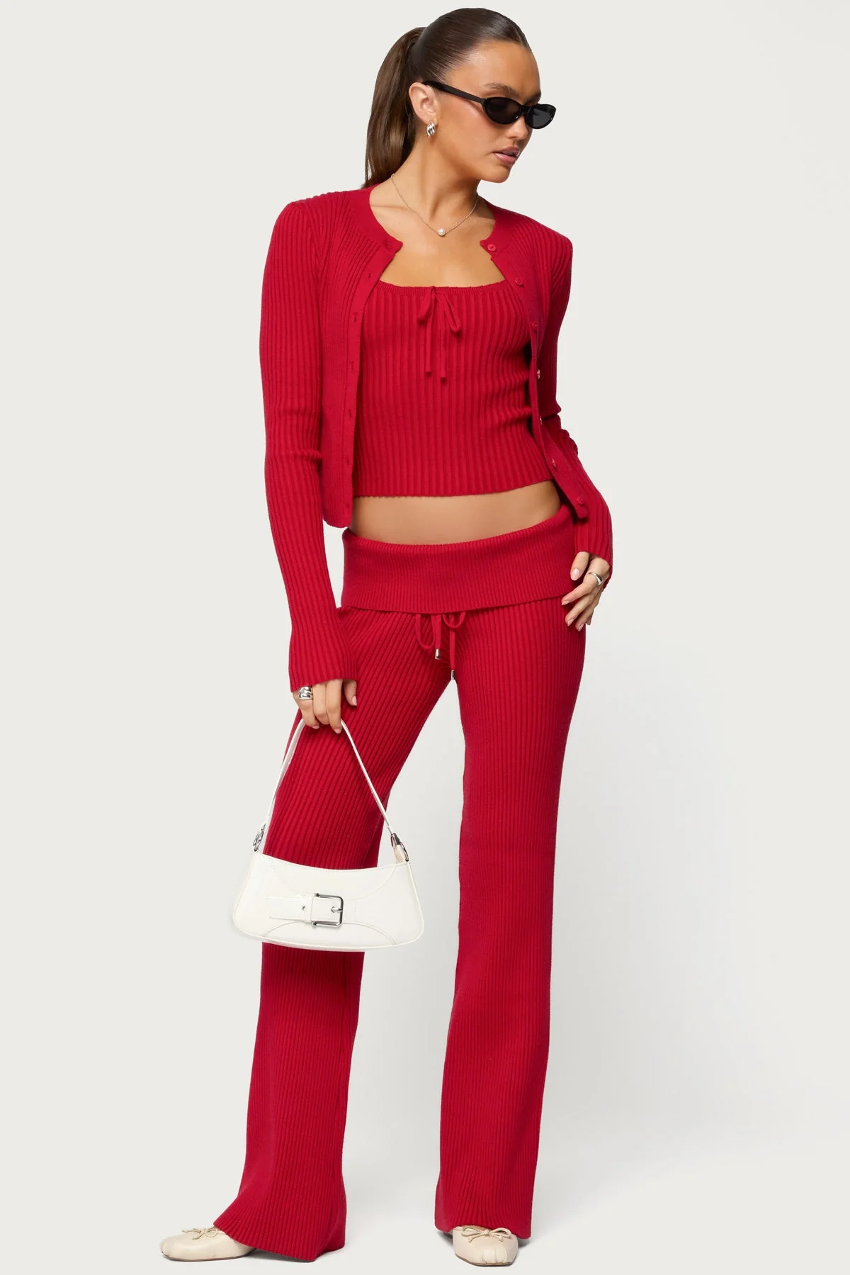 Adannah Ribbed Knit Button Up Cardigan - Image 3