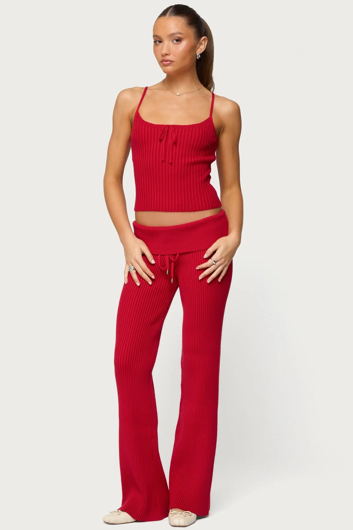 Adannah Foldover Ribbed Knit Trousers - Image 5
