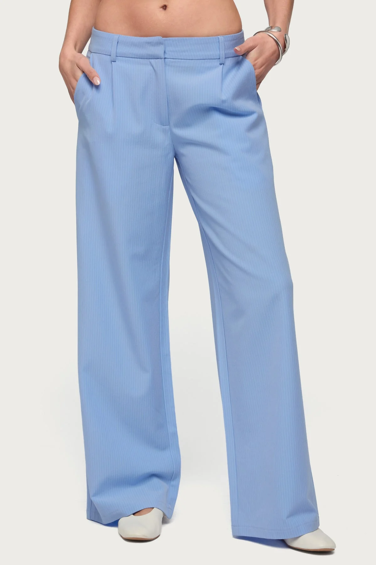 Pinstripe Tailored Straight Leg Trousers - Image 2